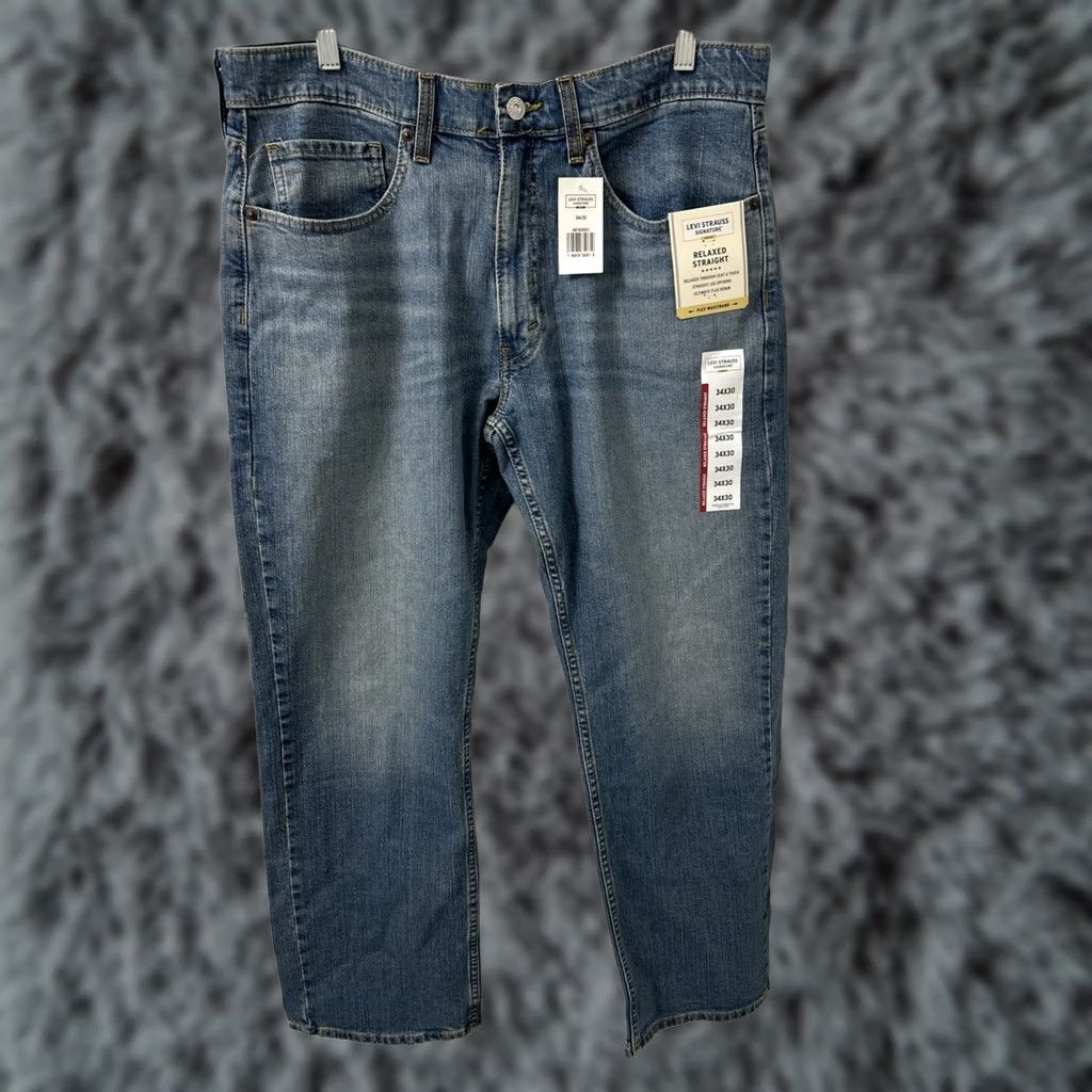 Vintage Levi Strauss Signature Gold Jeans Mens 34x30 Blue Relaxed Straight Denim Flex Waistband Jeans Regular Blue Men XS? Size US 34 / EU 50 - 1 Thumbnail