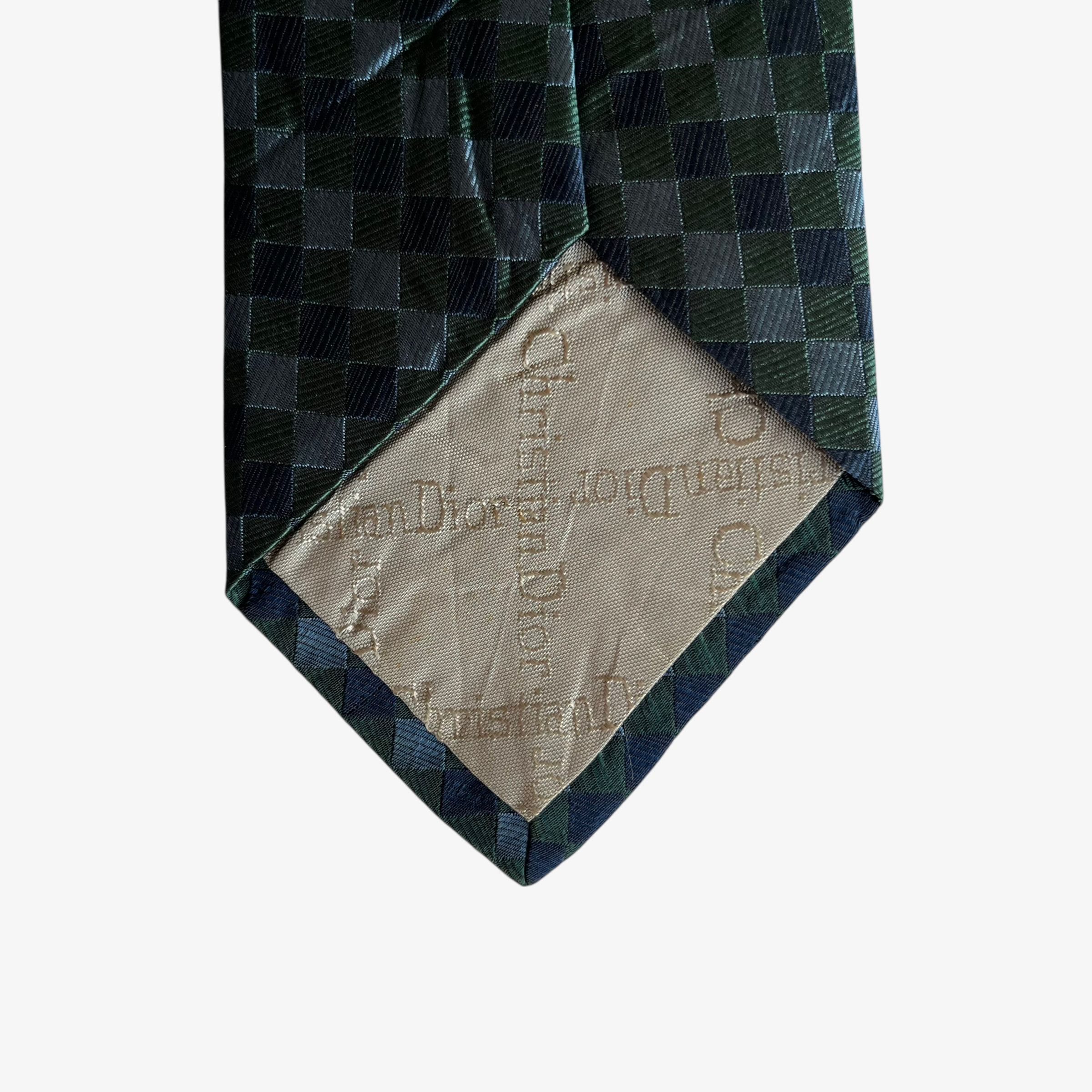 Dior Vintage 90s Christian Dior Monsieur Checkered Woven Silk Tie Size ONE SIZE - 3 Thumbnail