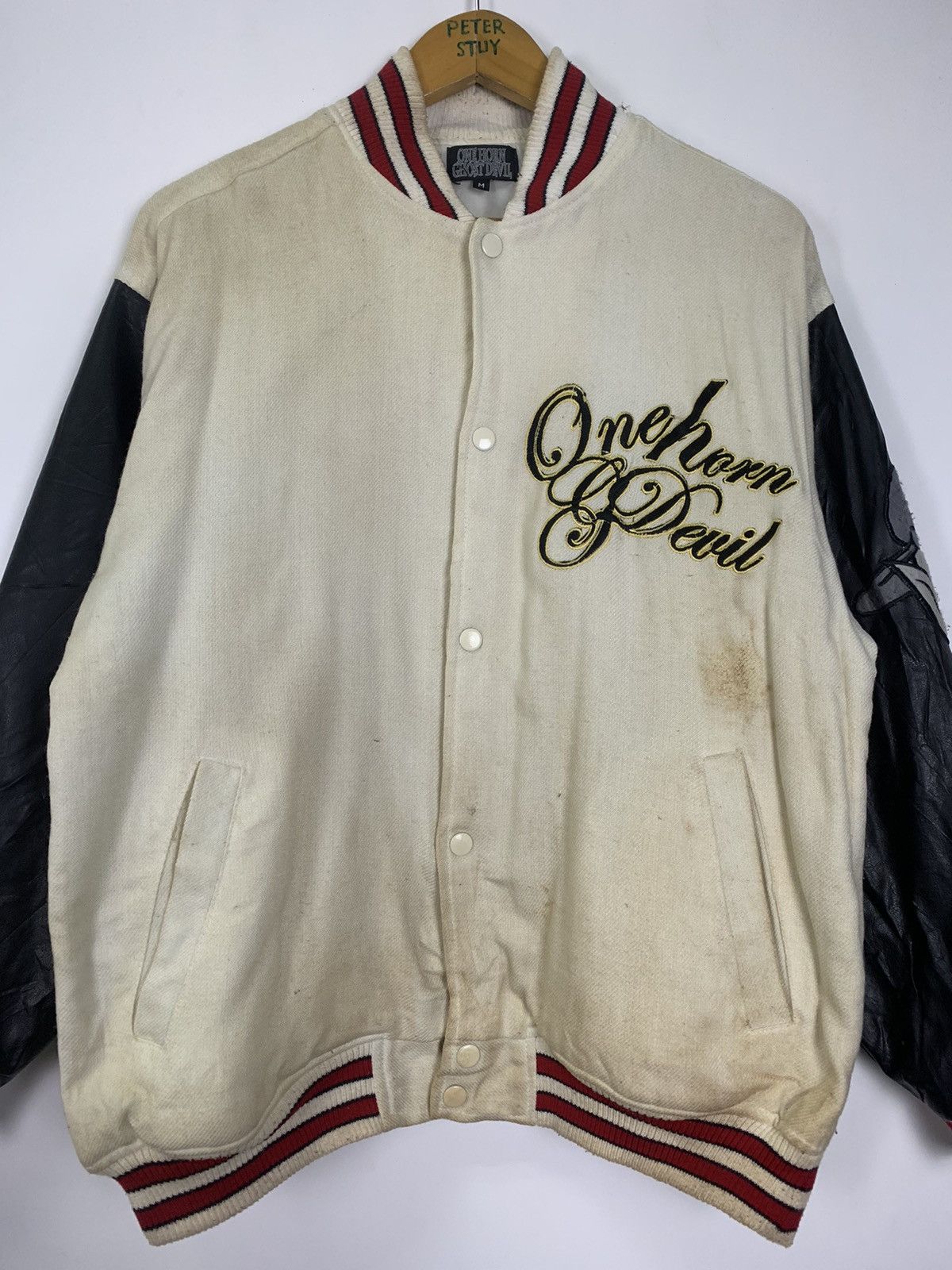 Japanese Brand × Vintage Vintage One Horn Ghost Devil Varsity Jacket Size US M / EU 48-50 / 2 - 2 Thumbnail