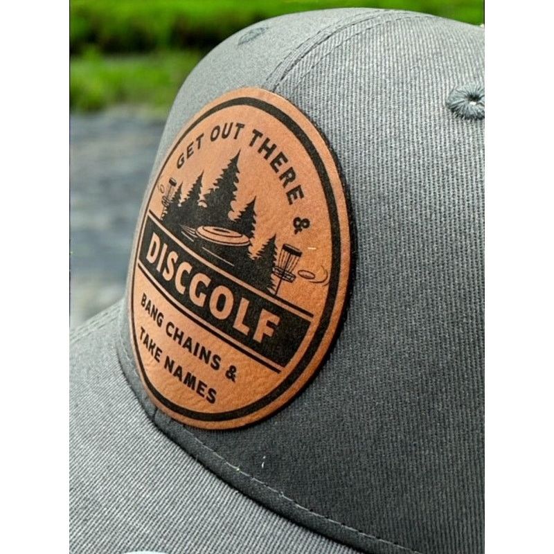 The Unbranded Brand Disc Golf Leather Patch Hat Custom Trucker Hat Bang Chains Size ONE SIZE - 4 Thumbnail