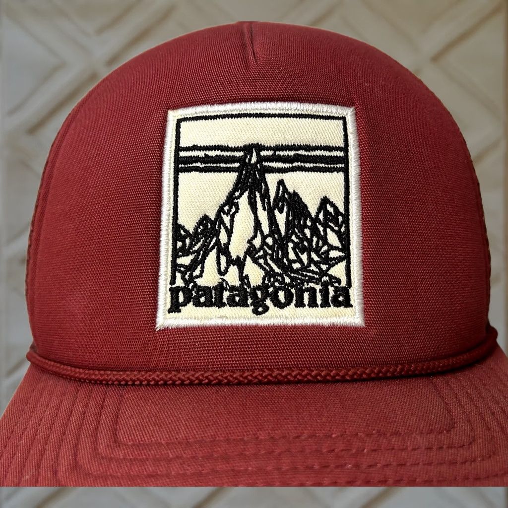 Patagonia VINTAGE Patagonia Master Chief Fitz Roy Mountains Hat Red Rope Adjustable Snapback Unisex Adults One Size Boys Girls Mens Womens Size ONE SIZE - 1 Thumbnail