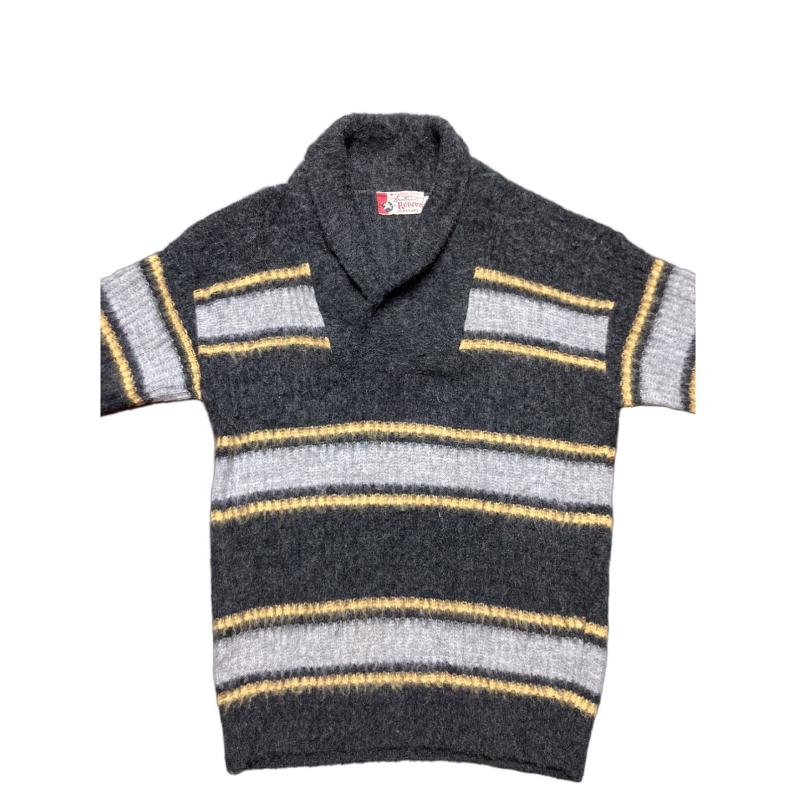 Vintage VINTAGE Revere 1960s acrylic sweater shawl collar shag hairy mohair style stripe Medium Shirt Mens Size US M / EU 48-50 / 2 - 1 Thumbnail