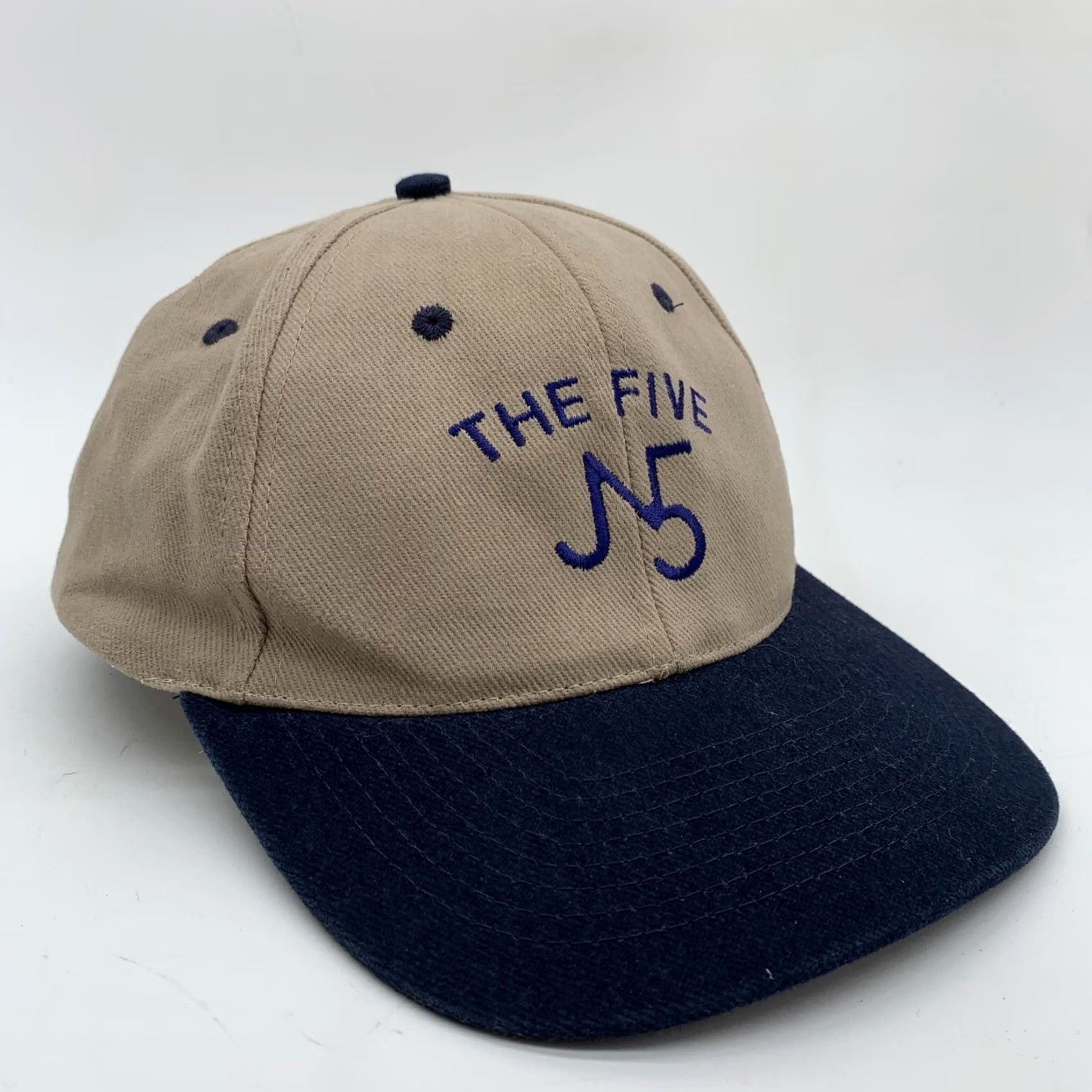Vintage KC The Five Hat Cap Snap Back Mens Beige Blue Baseball One Size Logo Embroidered Size ONE SIZE - 2 Thumbnail