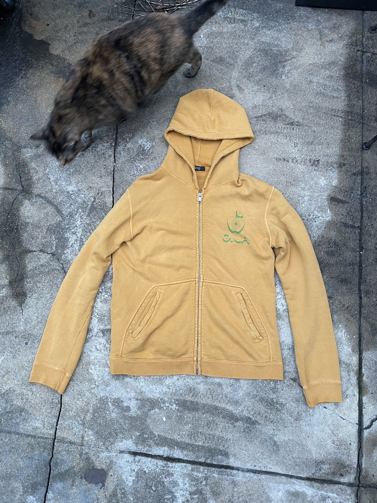 image of Jun Takahashi x Undercover Aw13 "gila" Apple Zip Hoodie in Mustard, Men's (Size Large)