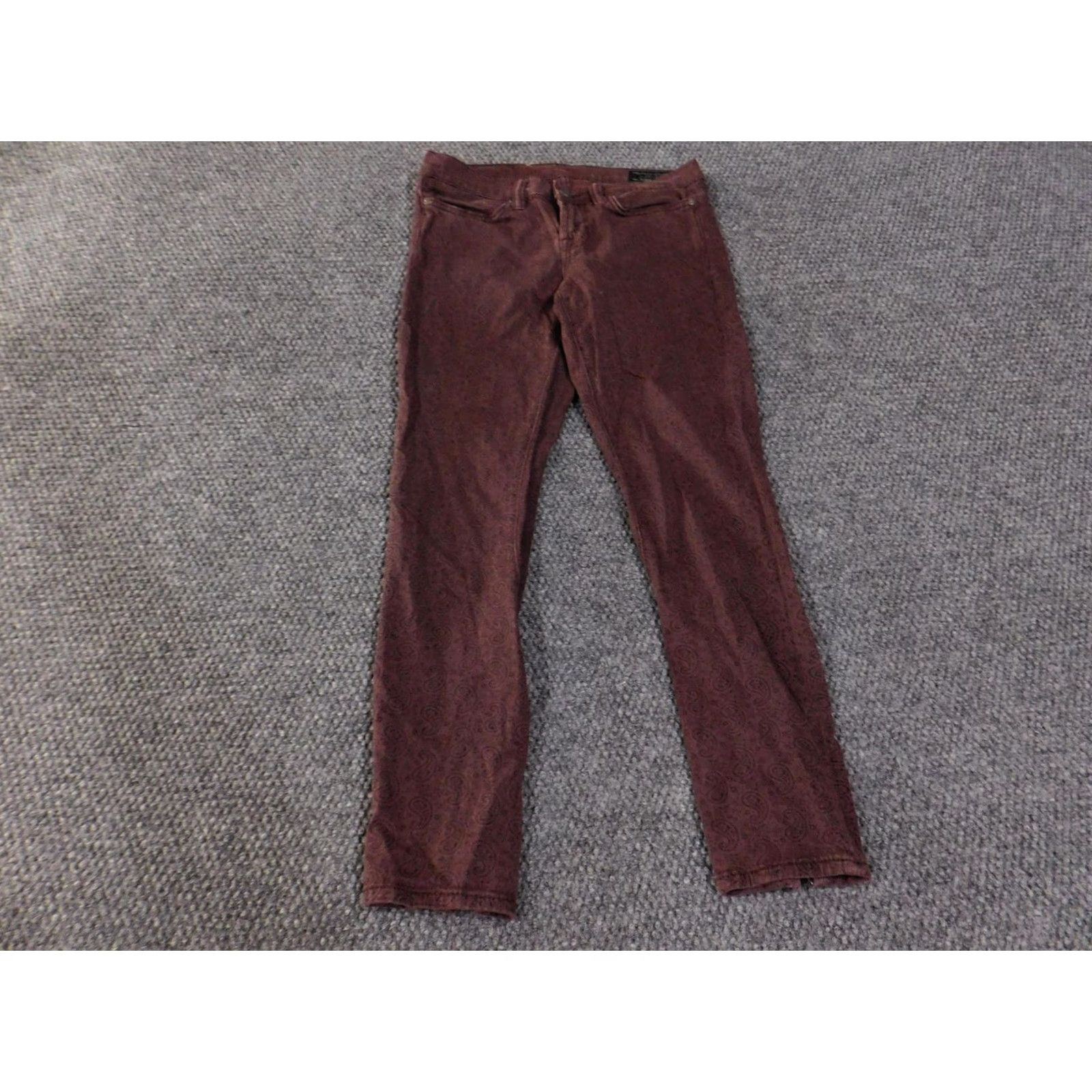 Allsaints AllSaints Pants Womens 26 Paisley Corduroy Skinny Zip Turkey Brown Size 26" / US 2 / IT 38 - 2 Thumbnail