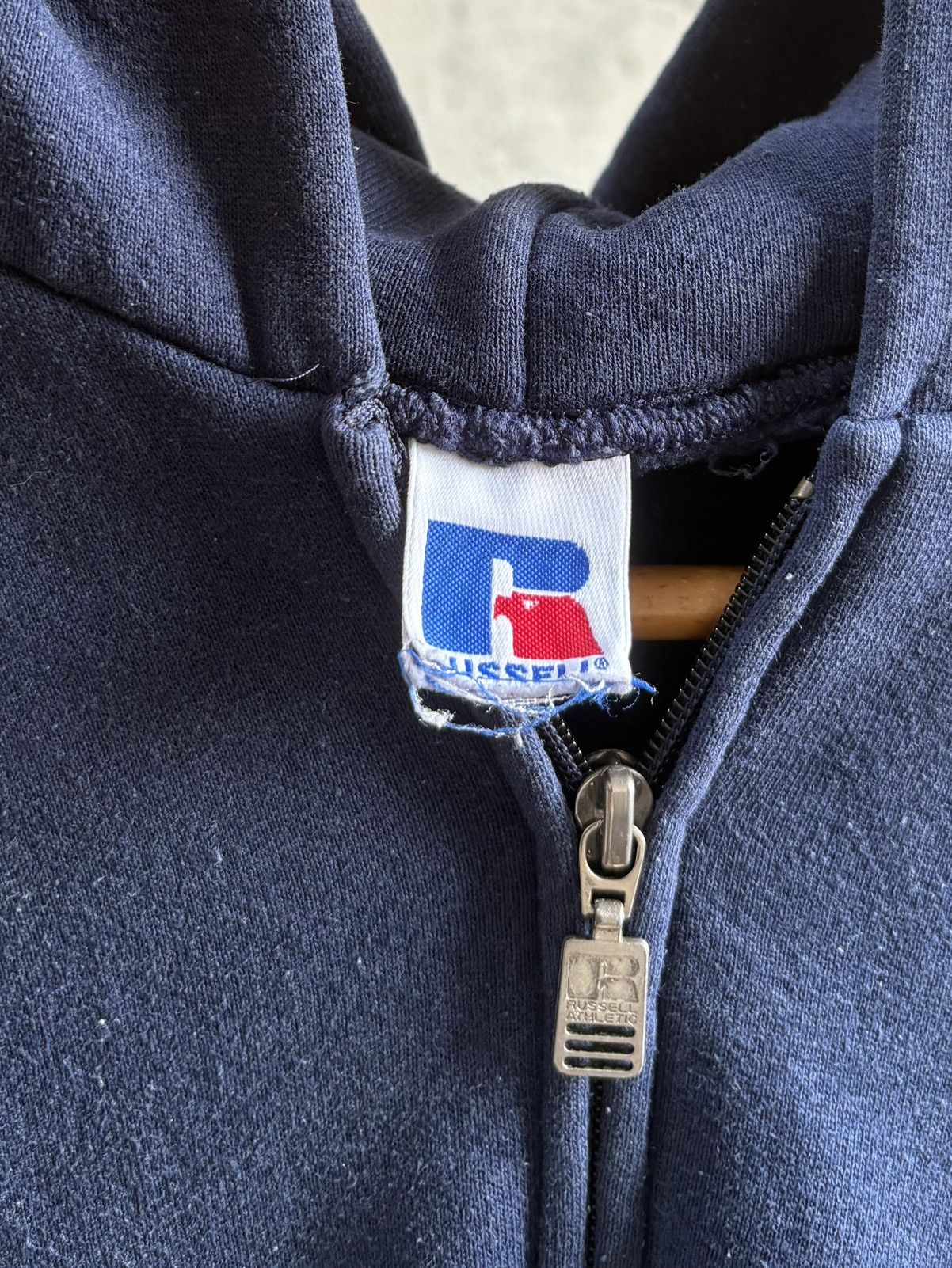 Vintage Faded Navy Blue NY Russell Zip Up Hoodie Size US XXL / EU 58 / 5 - 3 Thumbnail