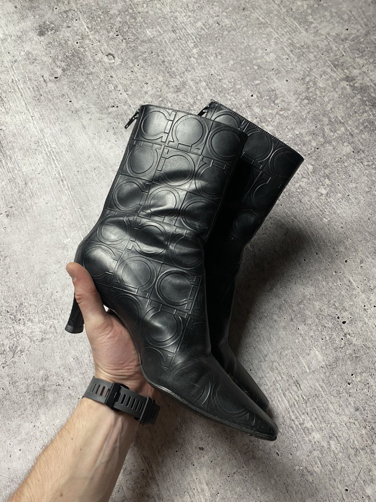 Salvatore Ferragamo Salvatore Ferragamo Monogram Leather Boots Size US 6 / IT 36 - 4 Thumbnail