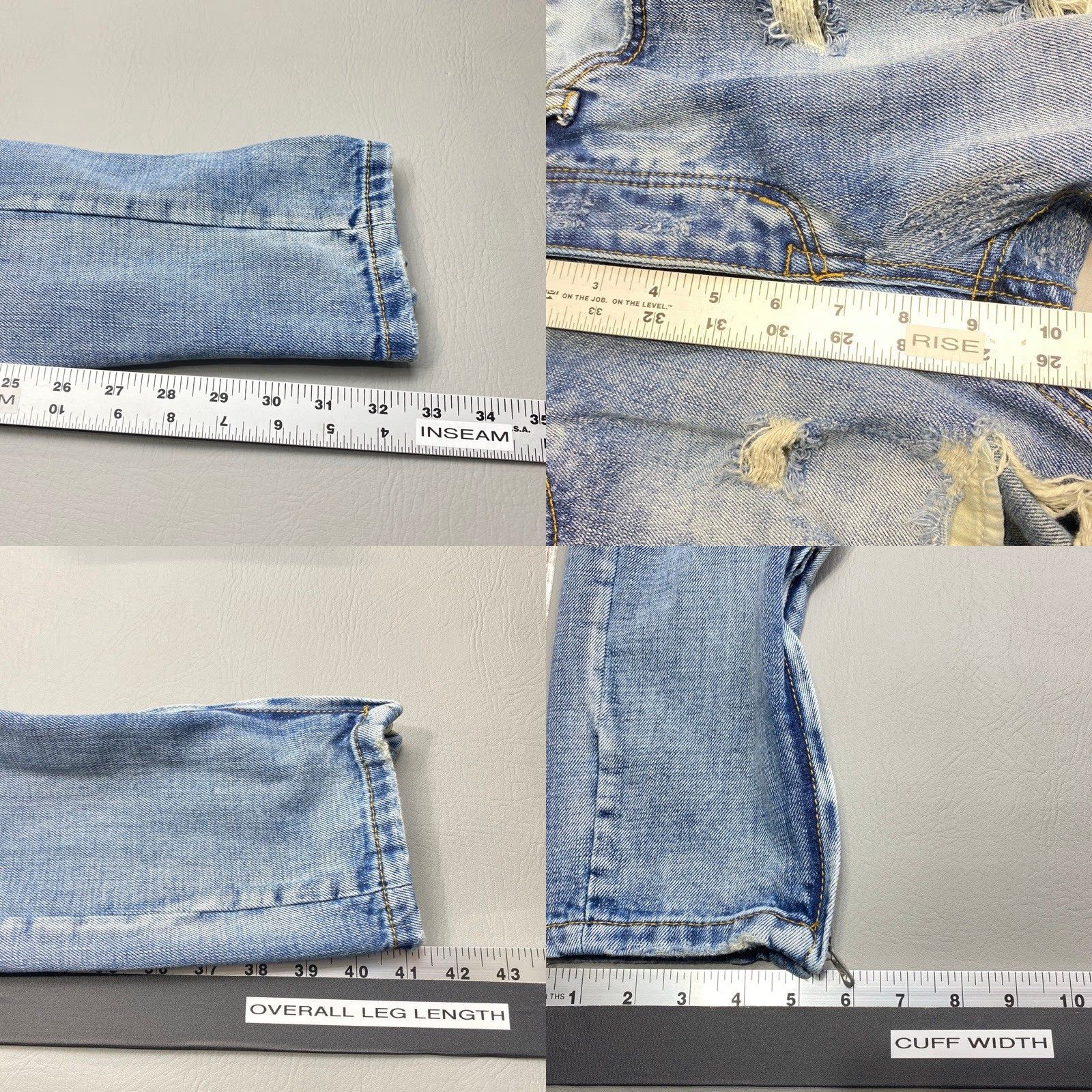 MNML VINTAGE mnml Distressed Ripped Patch Jeans Size 31x33 Skinny Fit Slim Button Fly Zipper Size US 31 - 10 Thumbnail