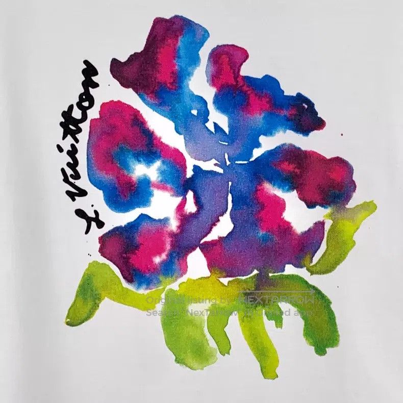 Louis Vuitton Louis Vuitton 22 White Watercolor Floral Print Crew Neck S Size US XXL / EU 58 / 5 - 4 Thumbnail
