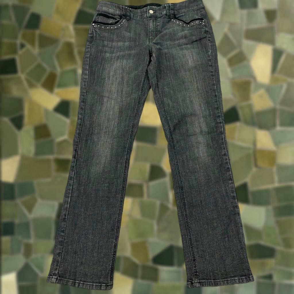White House Black Market White House Black Market Womens Jeans Slim Straight 10 Regular Black Denim 31in Inseam Stretch 90s? Size 33" - 1 Thumbnail