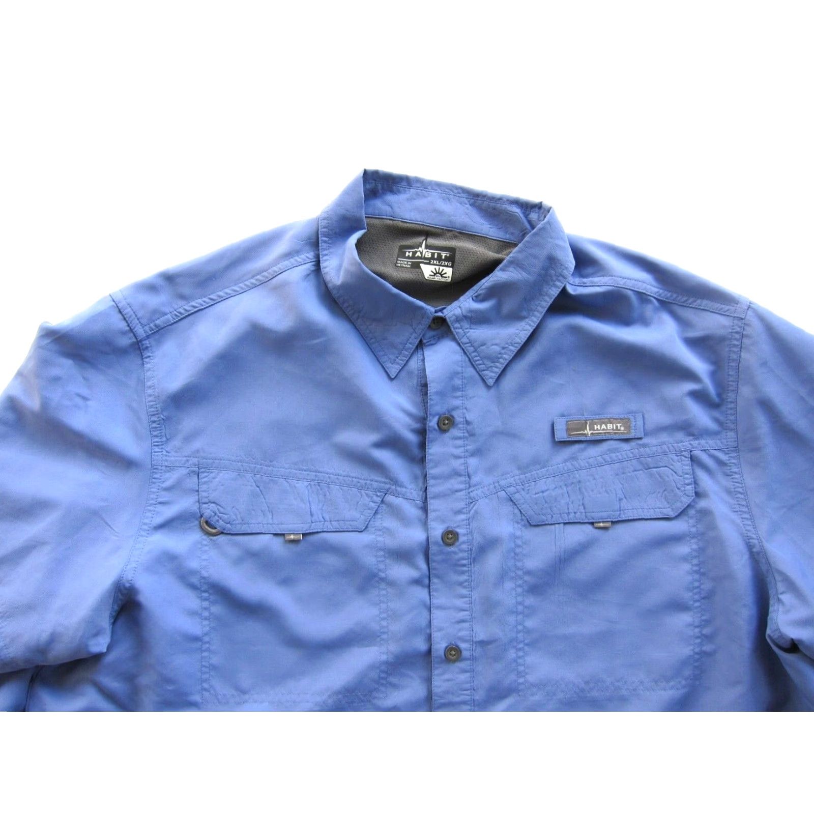 Habitat Habit Button-Up 2XL Blue UPF 40+ Vented Lightweight Quick Dry Long Sleeve Shirt Mens Size US XXL / EU 58 / 5 - 3 Thumbnail