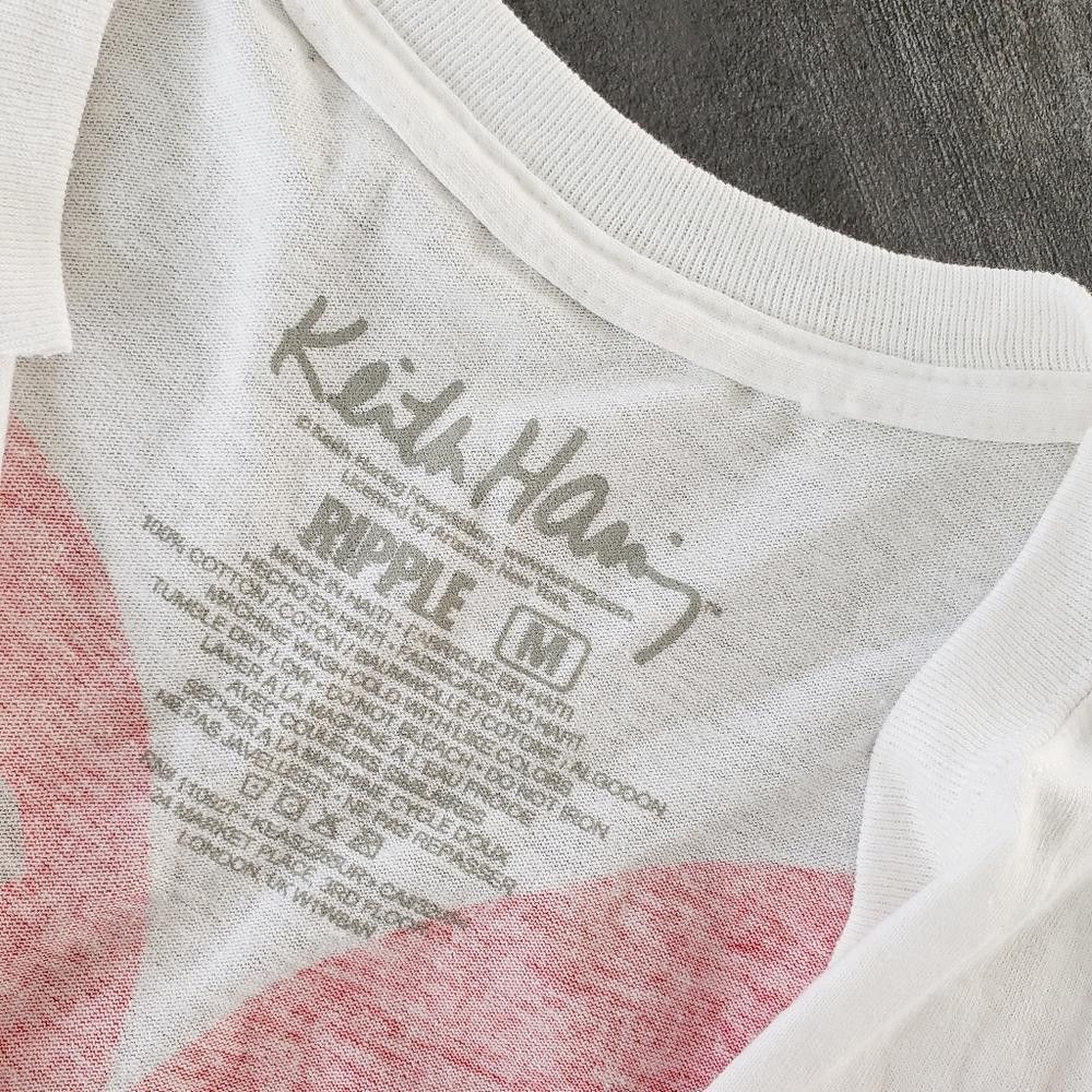 Keith Haring White Red Ripple KH Cropped Short Sleeve Size M / US 6-8 / IT 42-44 - 3 Thumbnail