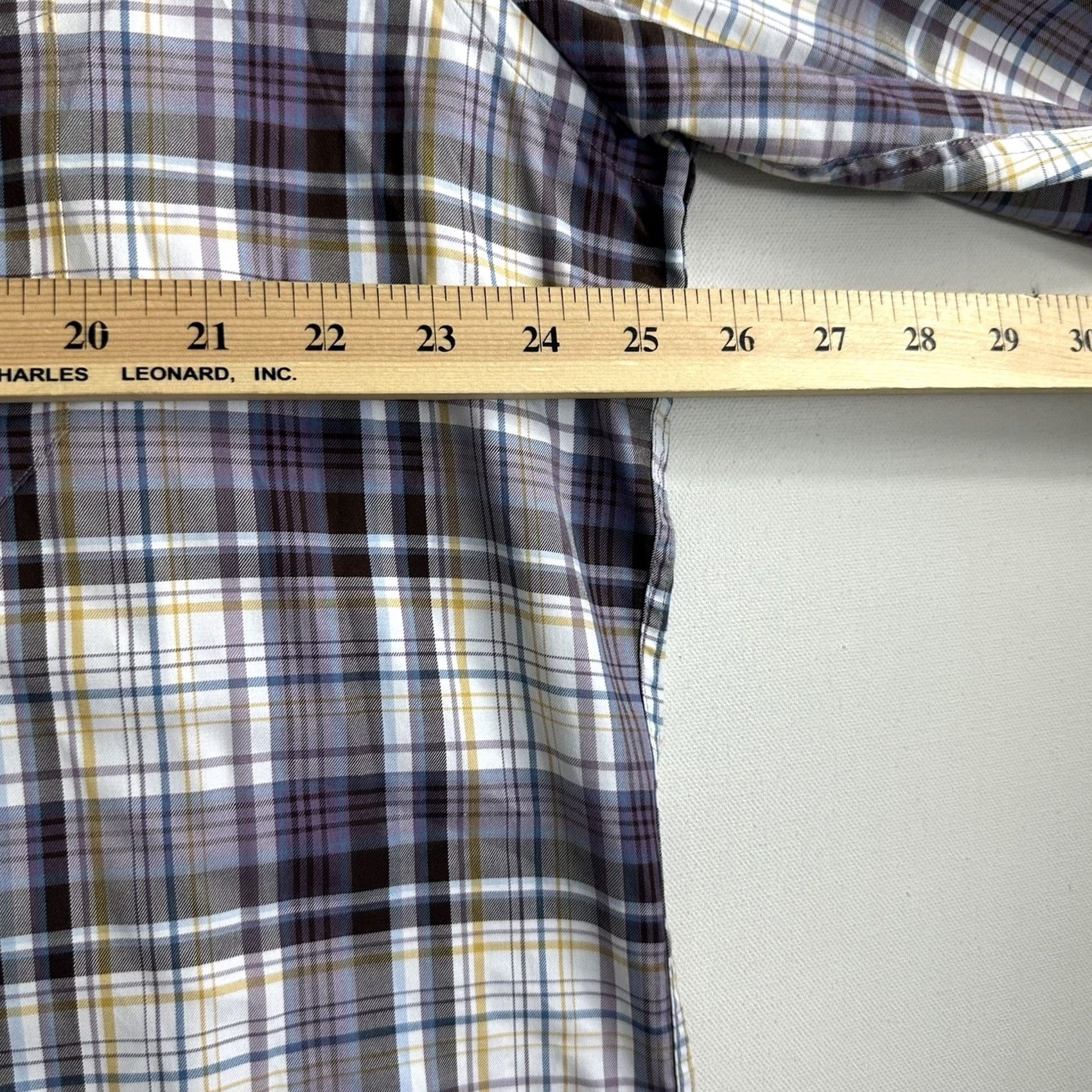 David Donahue David Donahue Dress Shirt Mens XL Purple Plaid Button Up Long Sleeve Shirt Size 46R - 6 Thumbnail