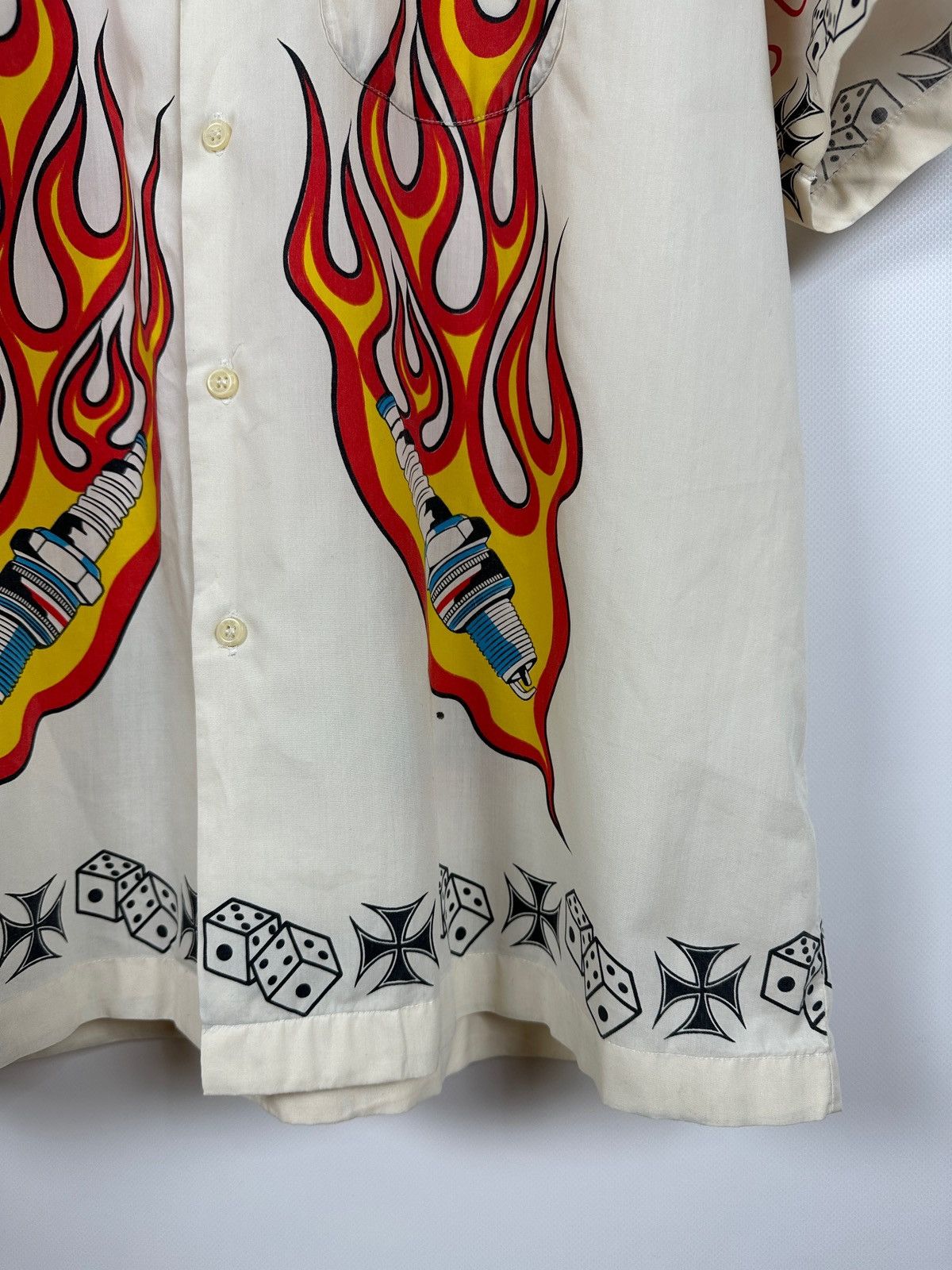 Other Vintage Pete Chenaski Fire Flame Car Crazy Hawaiian Shirt Size US XL / EU 56 / 4 - 7 Thumbnail