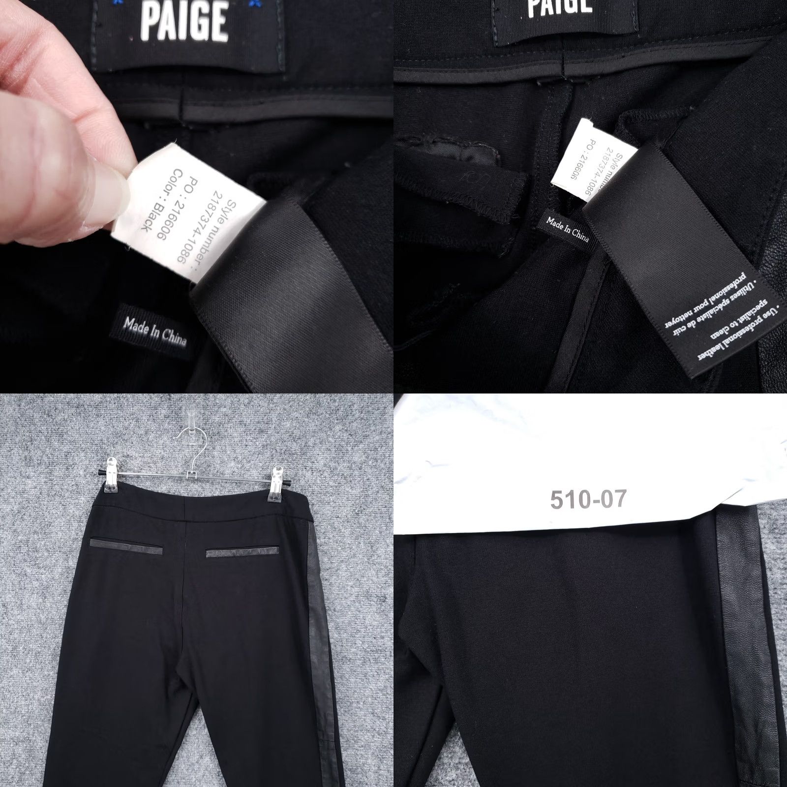 Paige Paige Pants Womens Black Mid Rise Ponte Stretch Ankle Leather Trim 28 Size 28" / US 6 / IT 42 - 9 Thumbnail