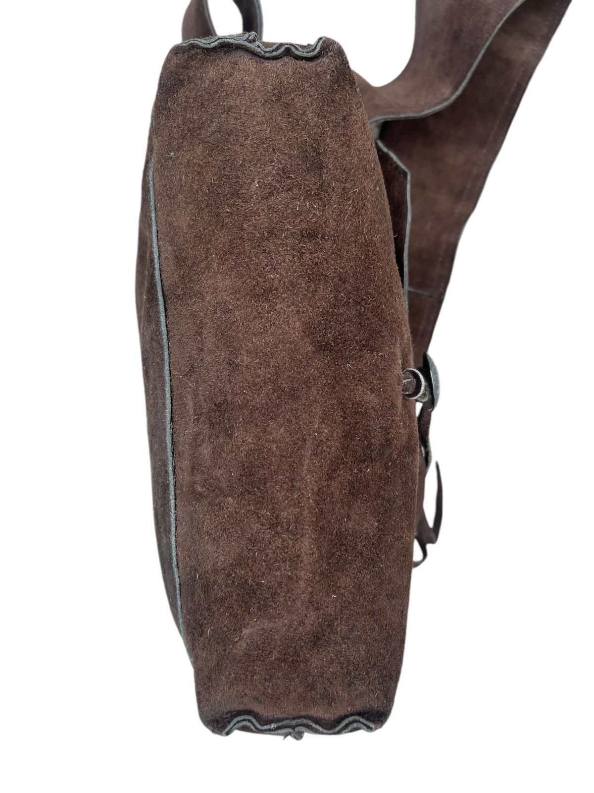 Japanese Brand Vintage Unknown Japan Brand Brown Suede Leather Bag Size ONE SIZE - 20 Thumbnail