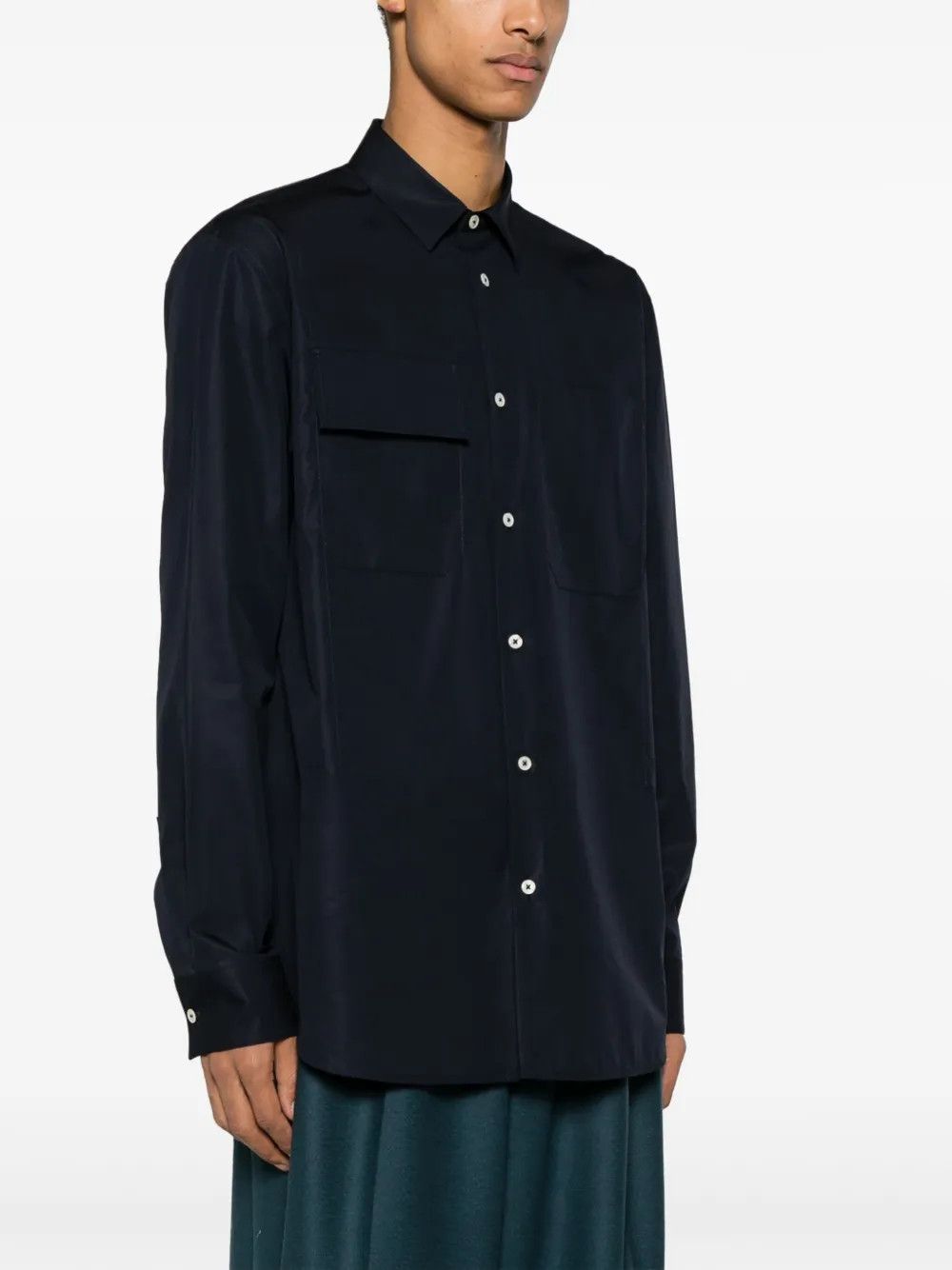 Jil Sander o1loc1c0426 Pointed Collar Organic Cotton Shirt in Black Size US S / EU 44-46 / 1 - 2 Thumbnail