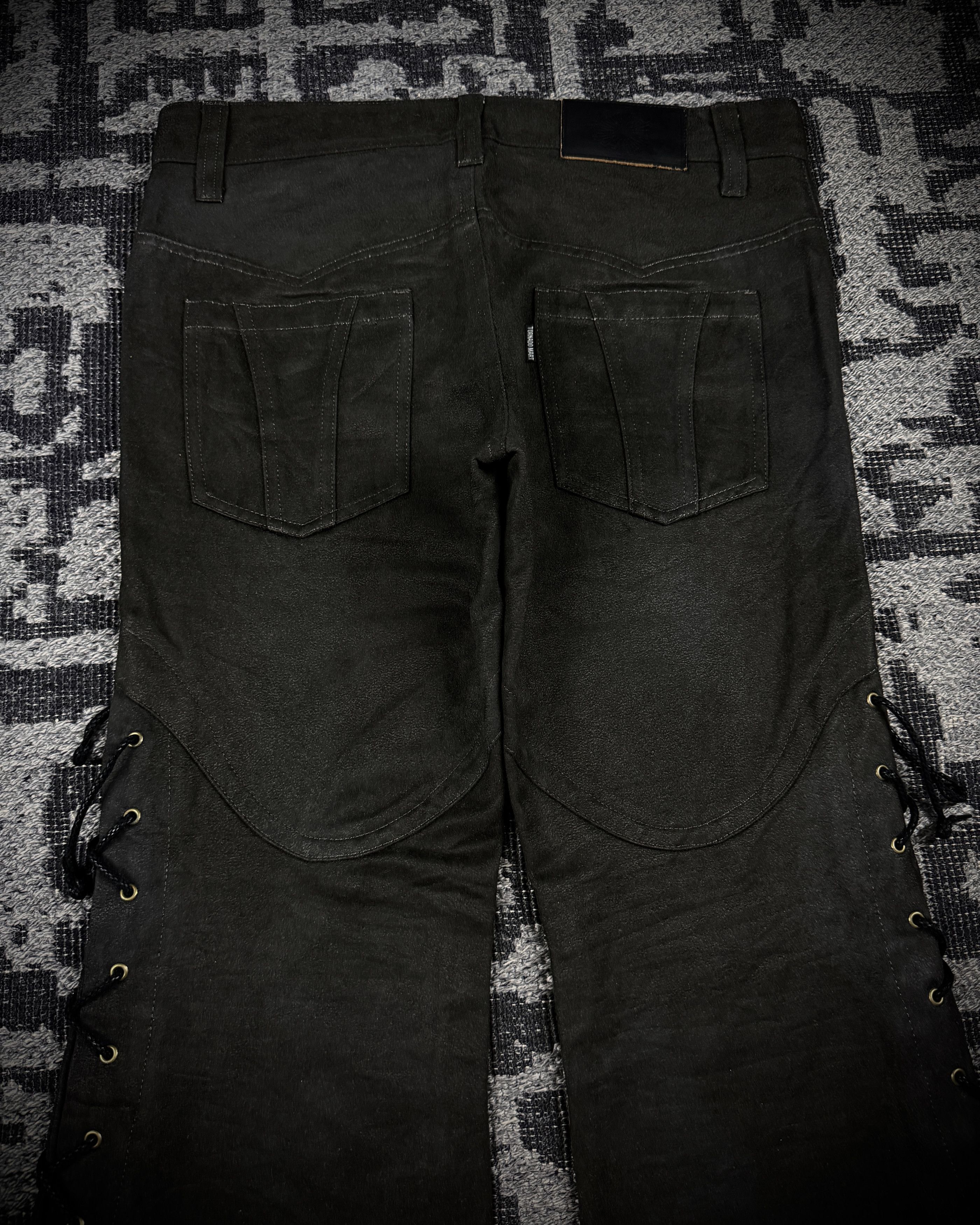 Tornado Mart Suede Lace Up Flared Pants
