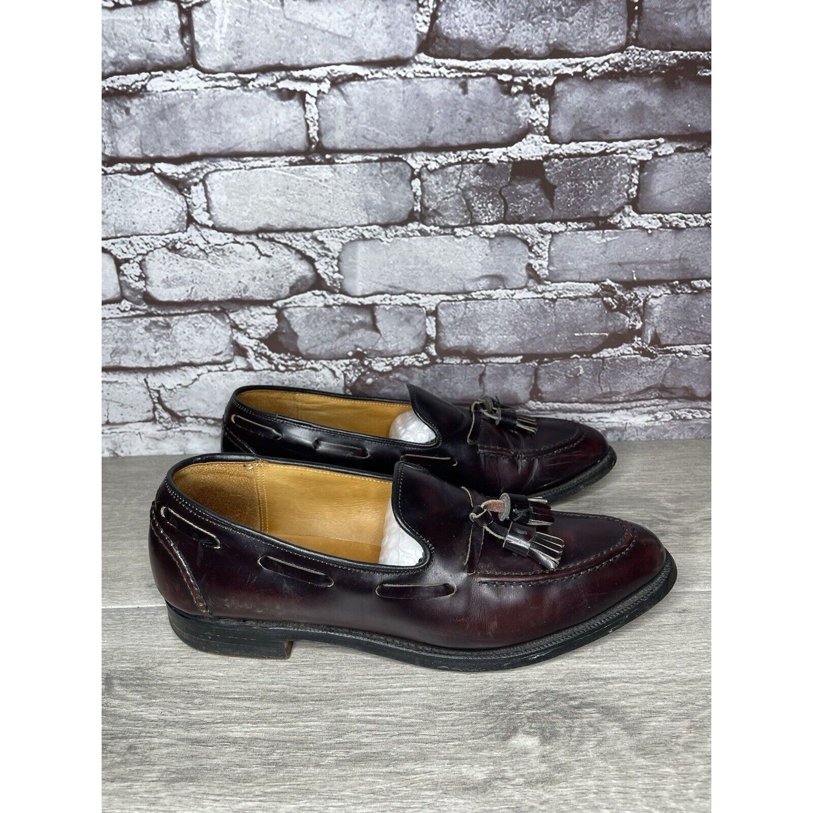 Other Vtg Royal Tweed Burgundy Leather Tassel Loafers Dress Shoes Size US 10 / EU 43 - 3 Thumbnail