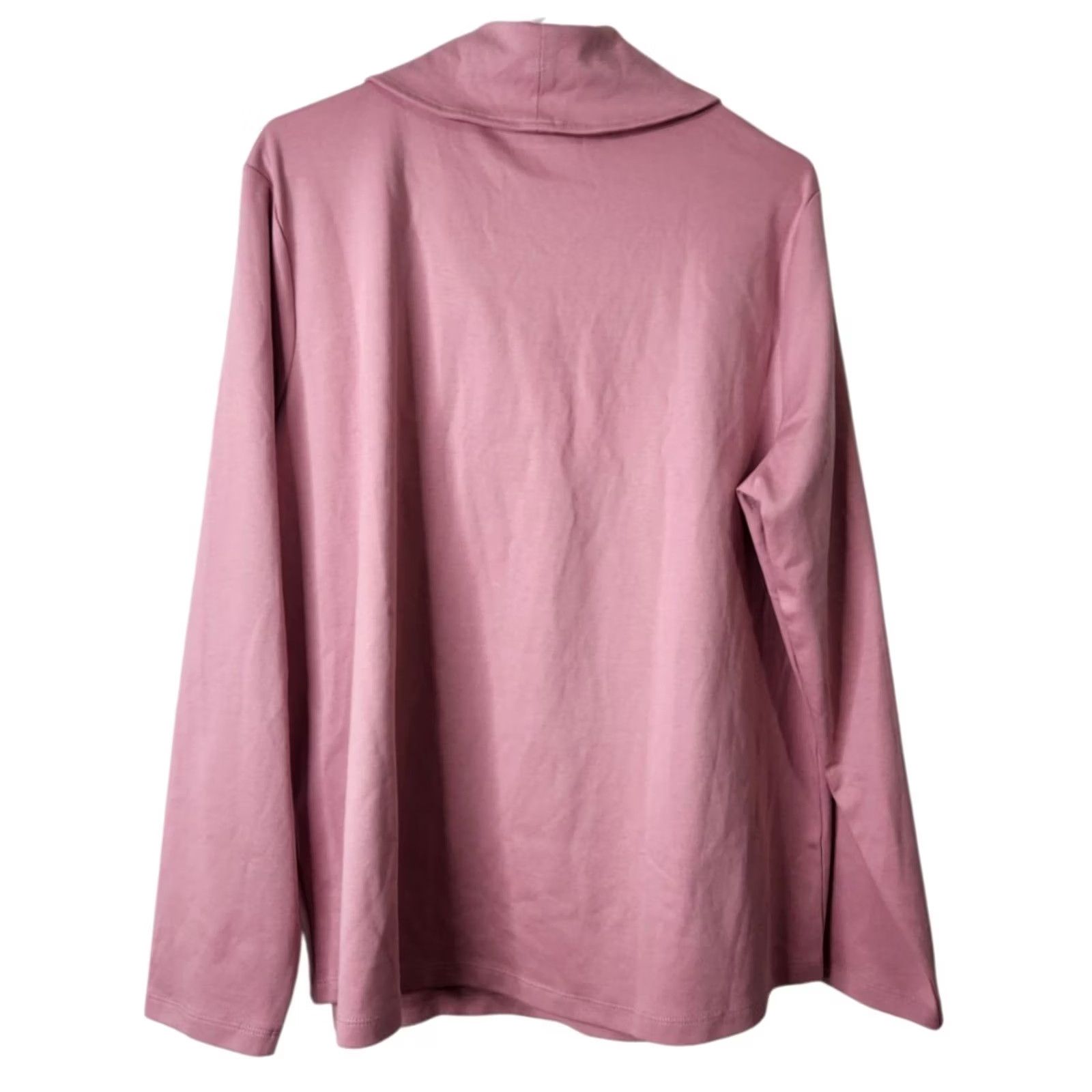 Vintage LL Bean Womens 1X Shawl Collar Long Sleeve Shirt Pullover Top Pink Size XL / US 12-14 / IT 48-50 - 2 Thumbnail