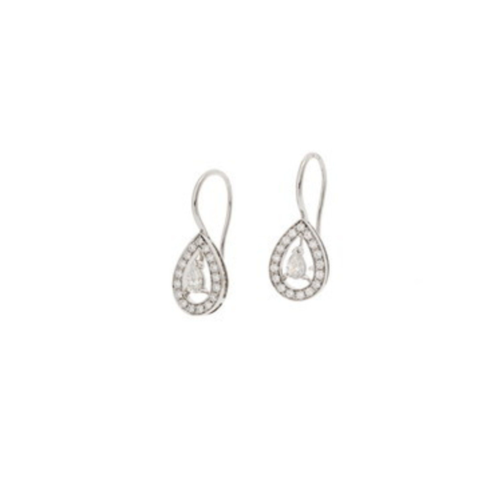 BOUCHERON Ava Pear-Shaped Diamond Women's 18K White Gold WG Earrings A Rank Pre-Owned Ginzo