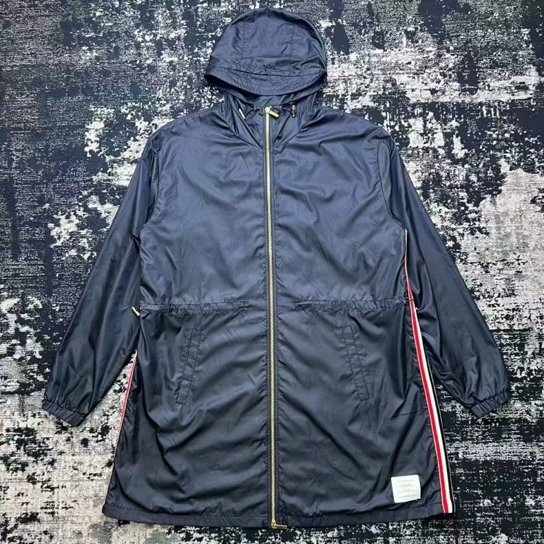 Thom Browne Thom Browne navy blue side stripe parka coat - dmc Size US L / EU 52-54 / 3 - 1 Thumbnail