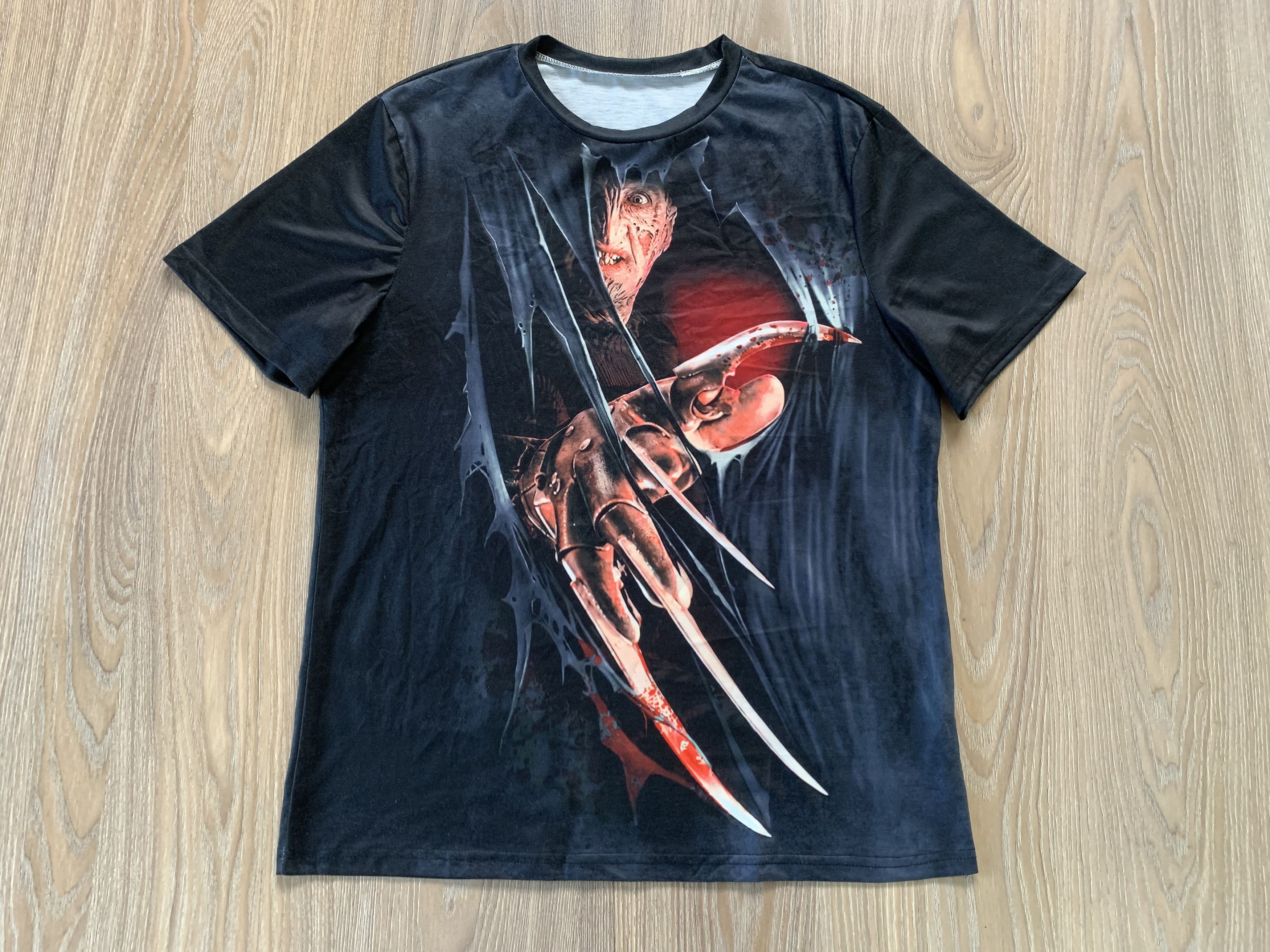 Expert Horror Freddy Krueger Claws Friday The 13 Big Print T-Shirt Size US L / EU 52-54 / 3 - 2 Thumbnail