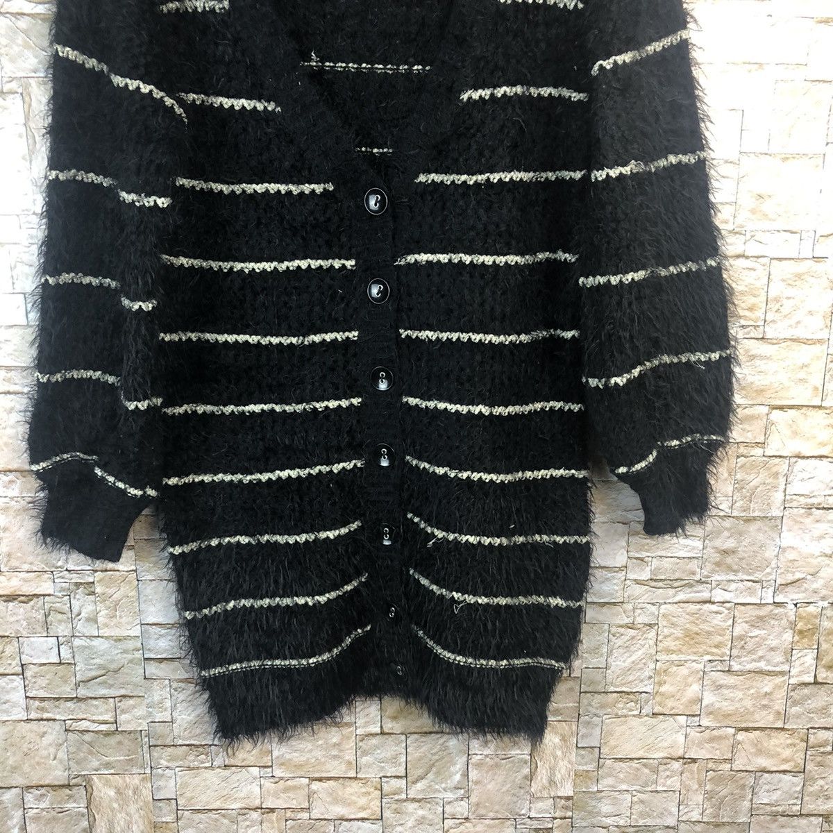 Vintage LLyabaccot Black Shag Shaggy Fur Mohair Cardigan #A30 Size M / US 6-8 / IT 42-44 - 3 Thumbnail