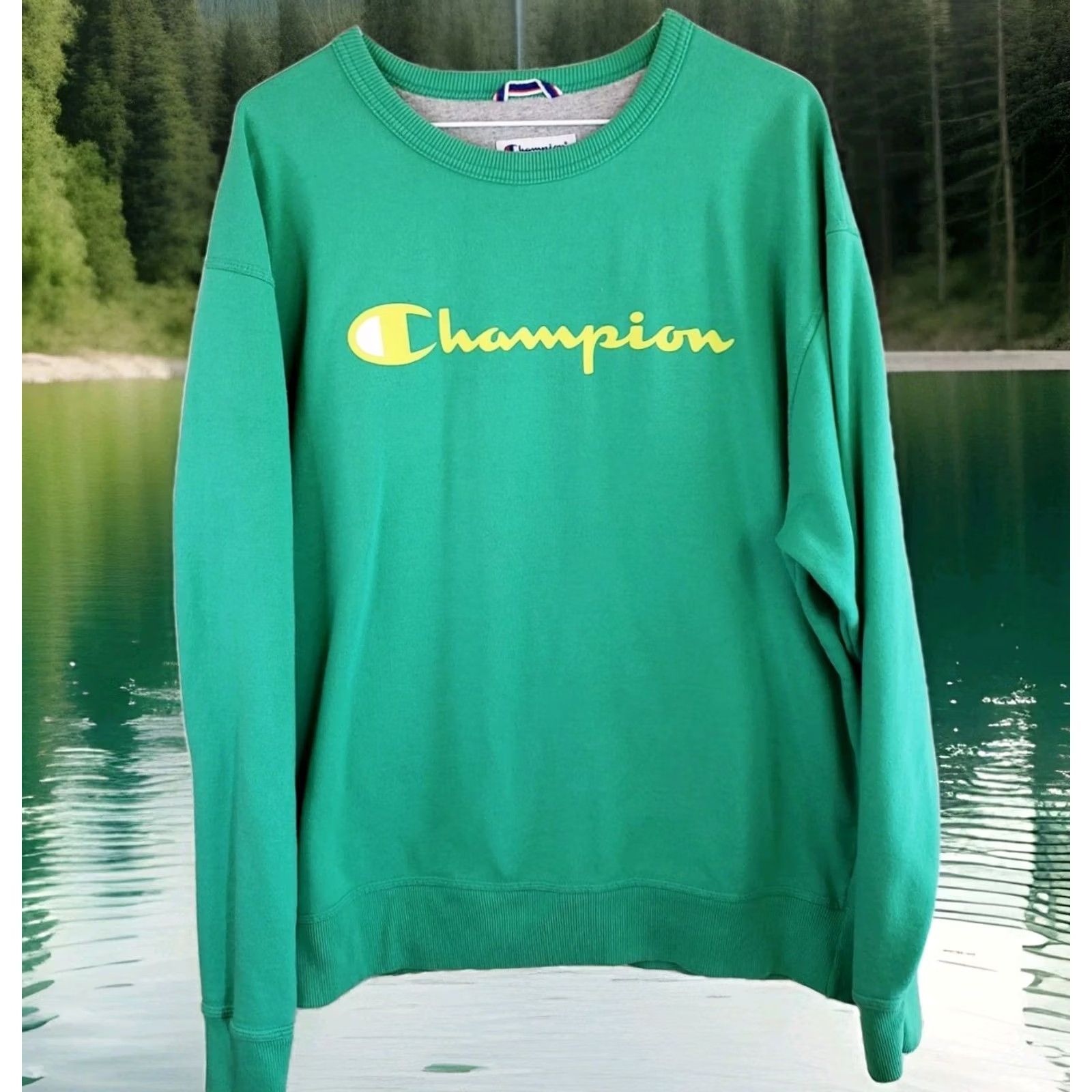 Champion VINTAGE Champion Sweatshirt L Green Pullover Crewneck Logo 90s Men Duck Size US L / EU 52-54 / 3 - 2 Thumbnail