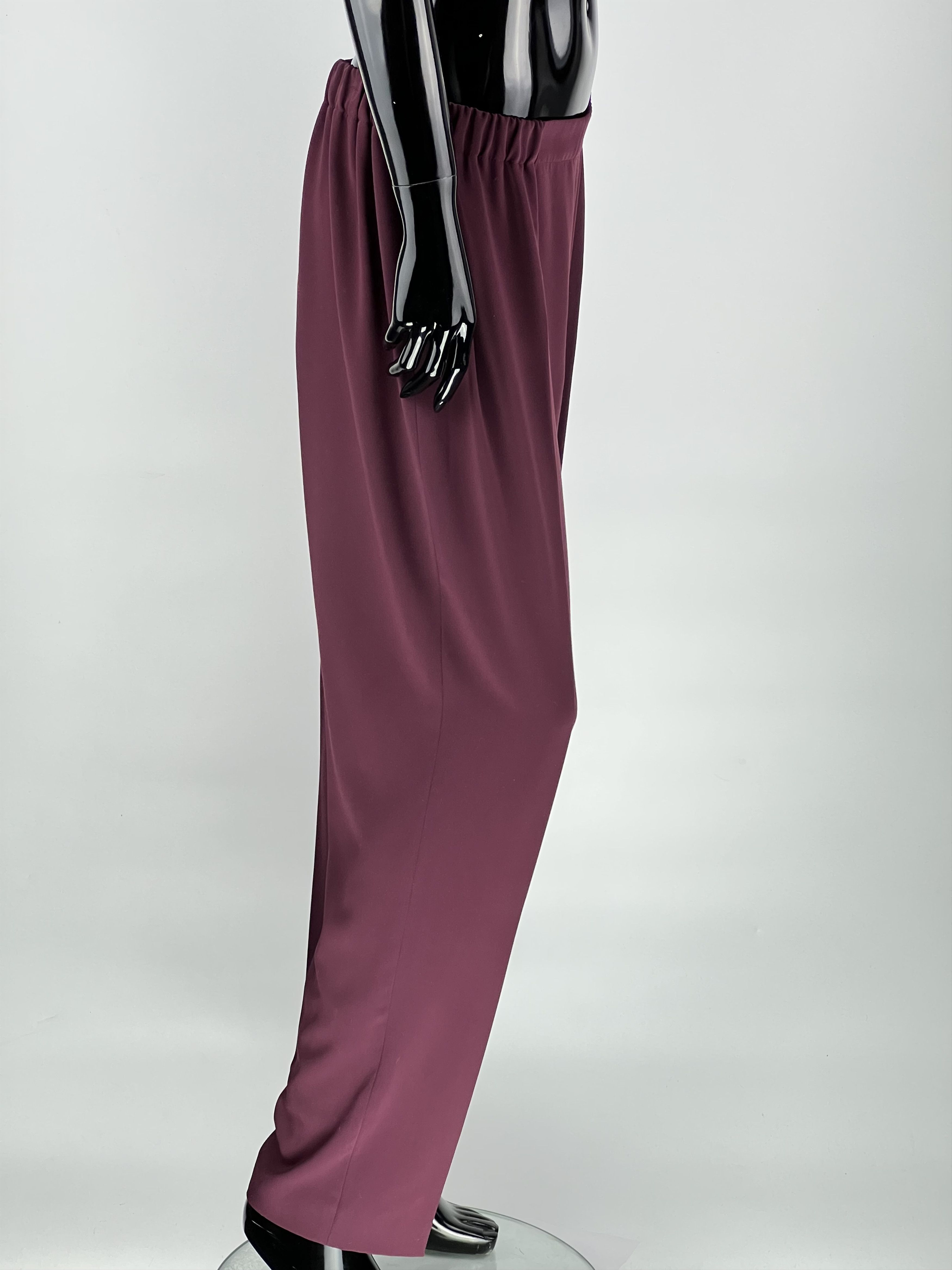 Designer Marina Rinaldi Burgundy Pants Size M/L Size 32" / US 10 / IT 46 - 2 Thumbnail