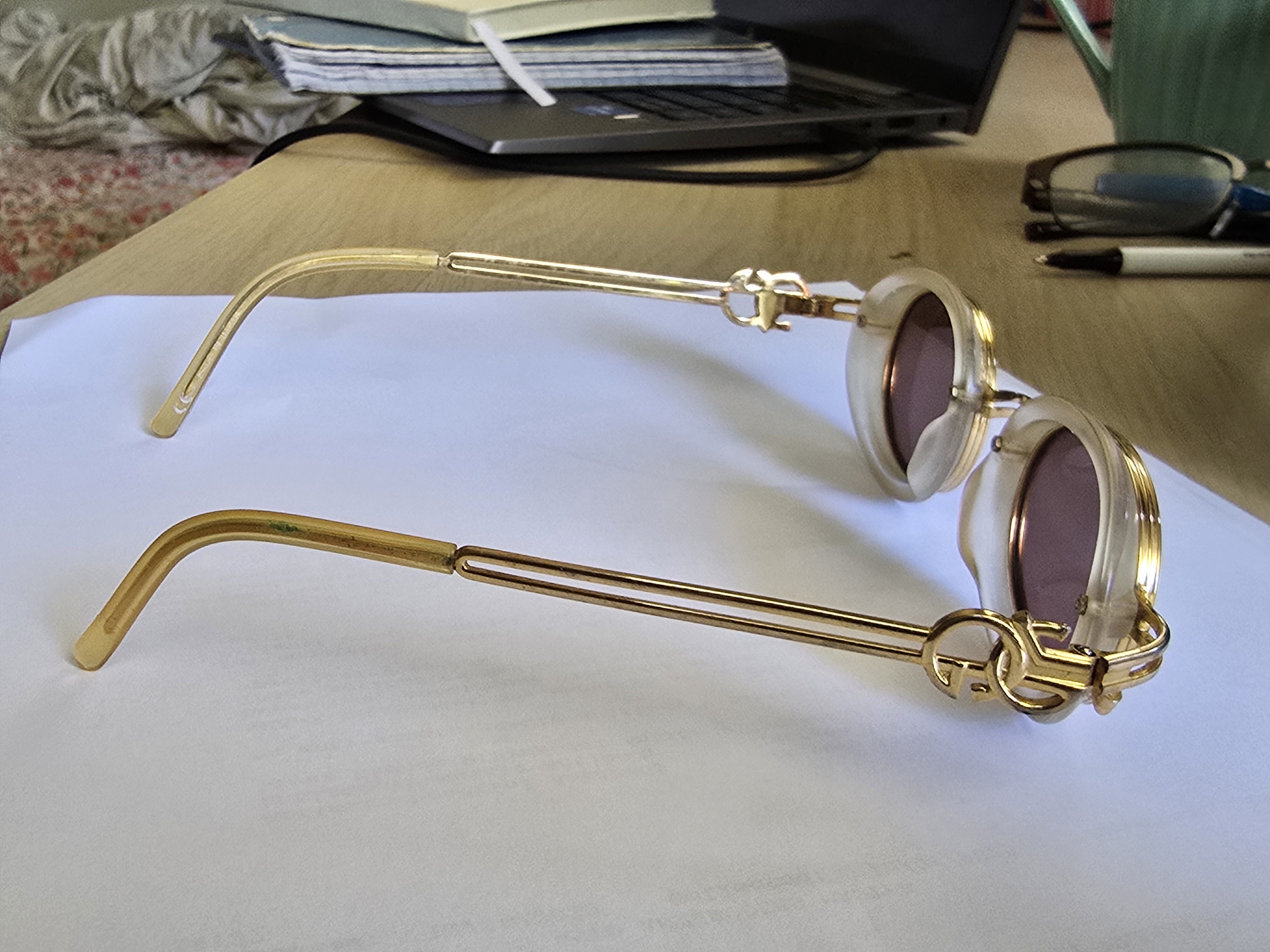 Jean Paul Gaultier 58-5201 Gold Translucent Goggle Sunglasses Size ONE SIZE - 5 Thumbnail