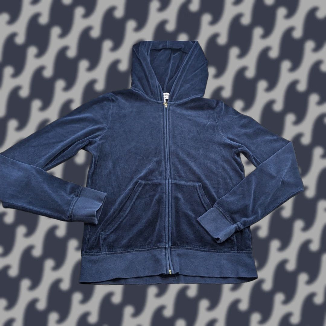 Juicy Couture Juicy Couture Velour Jacket Hoodie Womens Medium M Full Zip Blue Jacket Womens Regular Medium Blue Juicy Couture Velour Jacket Hoodie Full Zip Size S / US 4 / IT 40 - 1 Thumbnail