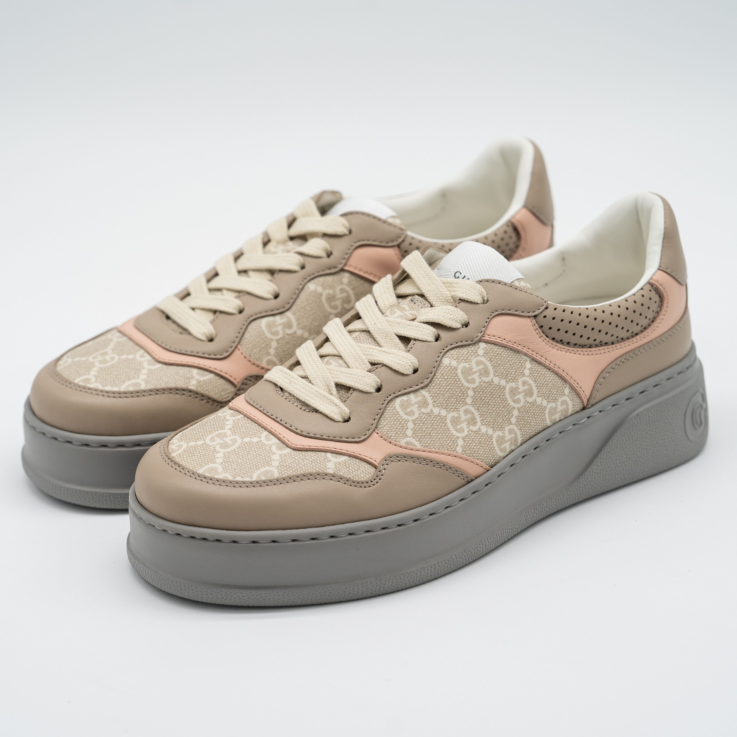 Gucci 10.5us Gucci GG Sneakers Oatmeal Pink Beige Leather Chunky B Size US 10.5 / IT 40.5 - 1 Thumbnail