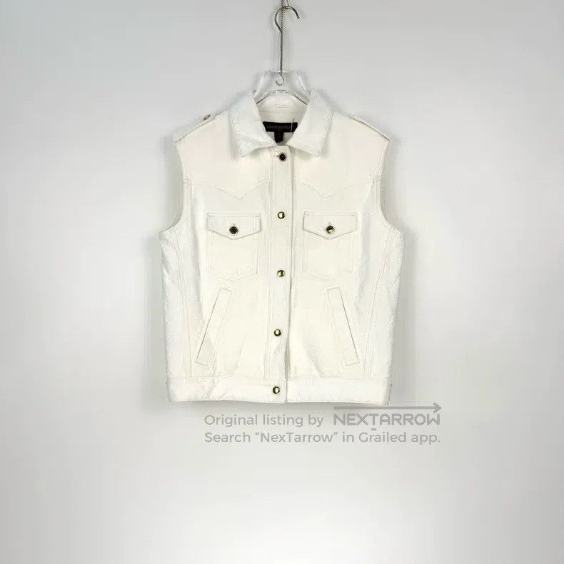 Louis Vuitton Louis Vuitton White dark lines full logo denim vest Size XS / US 0-2 / IT 36-38 - 3 Thumbnail