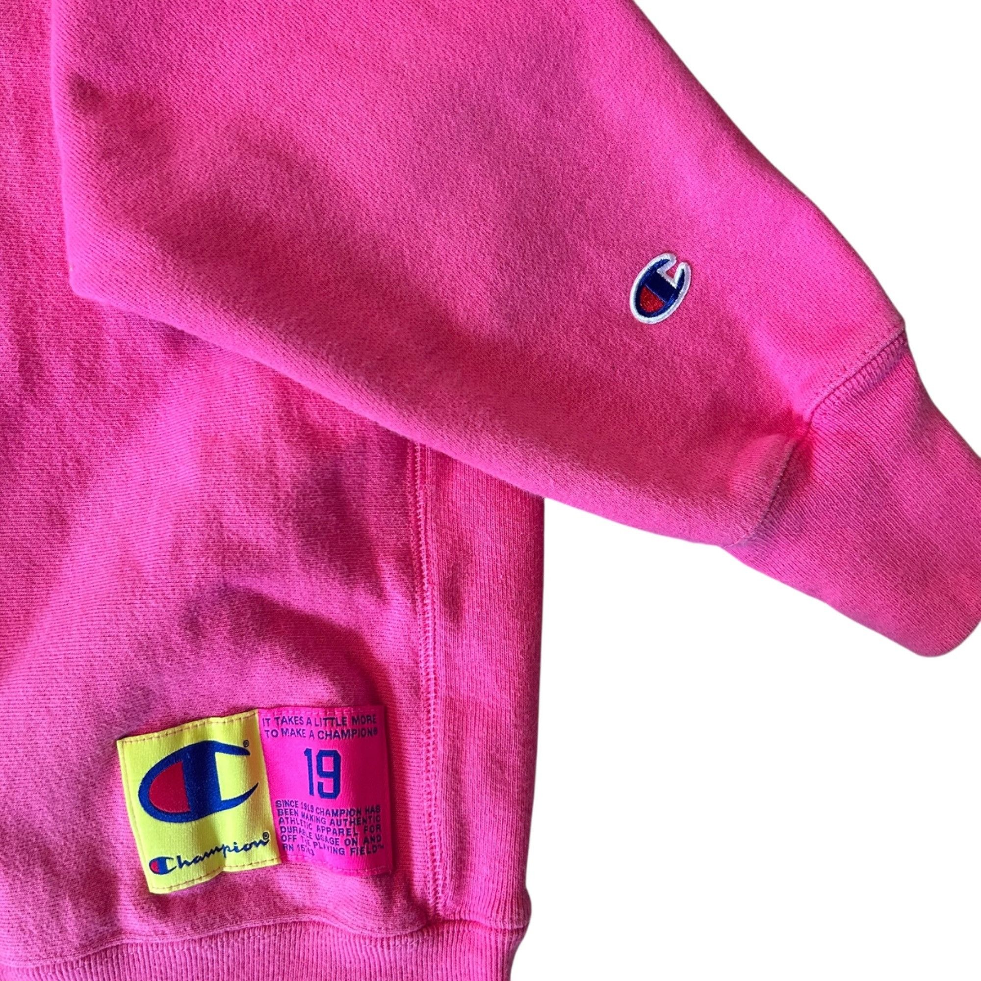 Champion Vintage Champion Neon Pink Reverse Weave Crewneck Sweatshirt Size L / US 10 / IT 46 - 3 Thumbnail