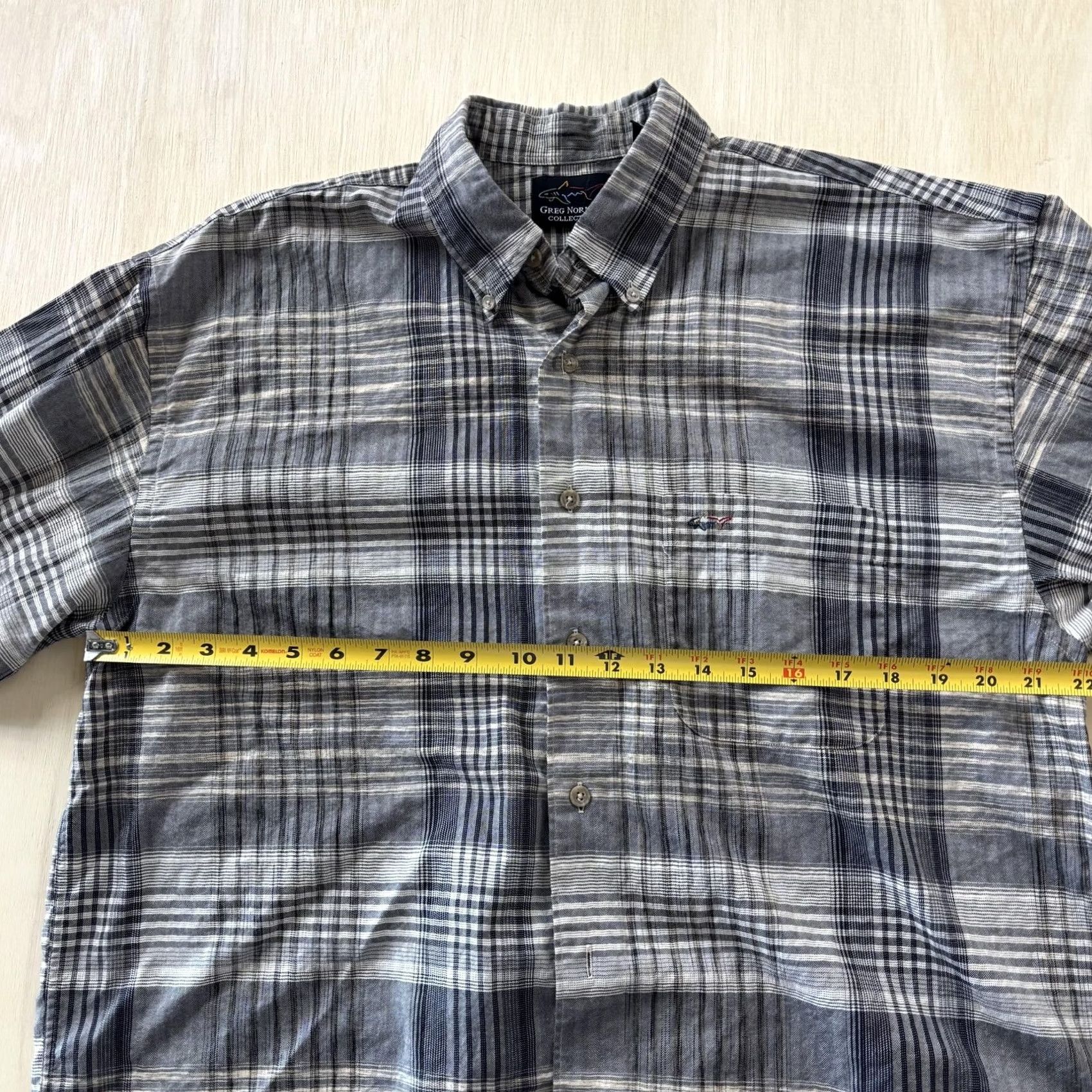 Vintage Greg Norman Collection Shirt Mens Large Gray Plaid Long Sleeve Cotton Button Up Size US L / EU 52-54 / 3 - 7 Thumbnail