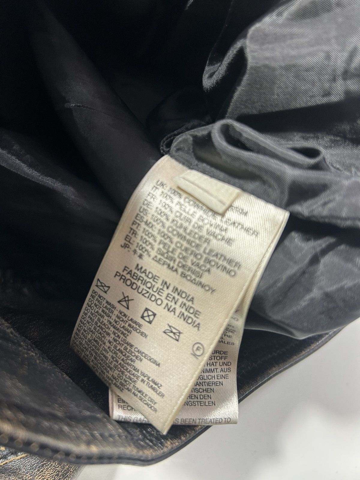 Diesel DIESEL L-COBAIN LEATHER WORN FINISH JACKET BLACK/BROWN Size US L / EU 52-54 / 3 - 7 Thumbnail