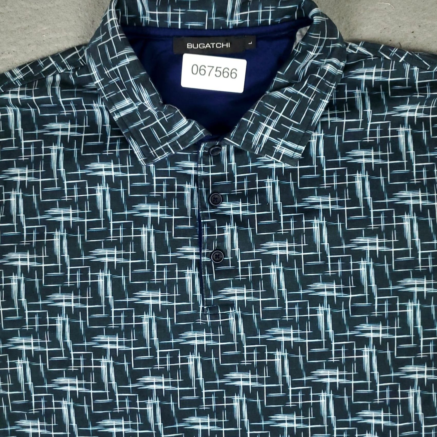 BUGATCHI Bugatchi Polo Shirt Mens Size L Blue Short Sleeve Geometric Logo Button Collar Classic Colorful Preppy Stripes 90s American Modern Sports Mens Size US L / EU 52-54 / 3 - 2 Thumbnail