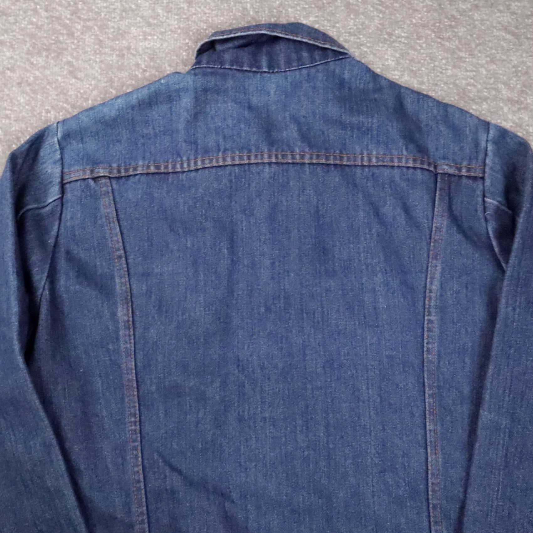 Denime VINTAGE Blue Denim Trucker Jacket Mens Large Solid Button Dark Wash Cotton Size US L / EU 52-54 / 3 - 5 Thumbnail