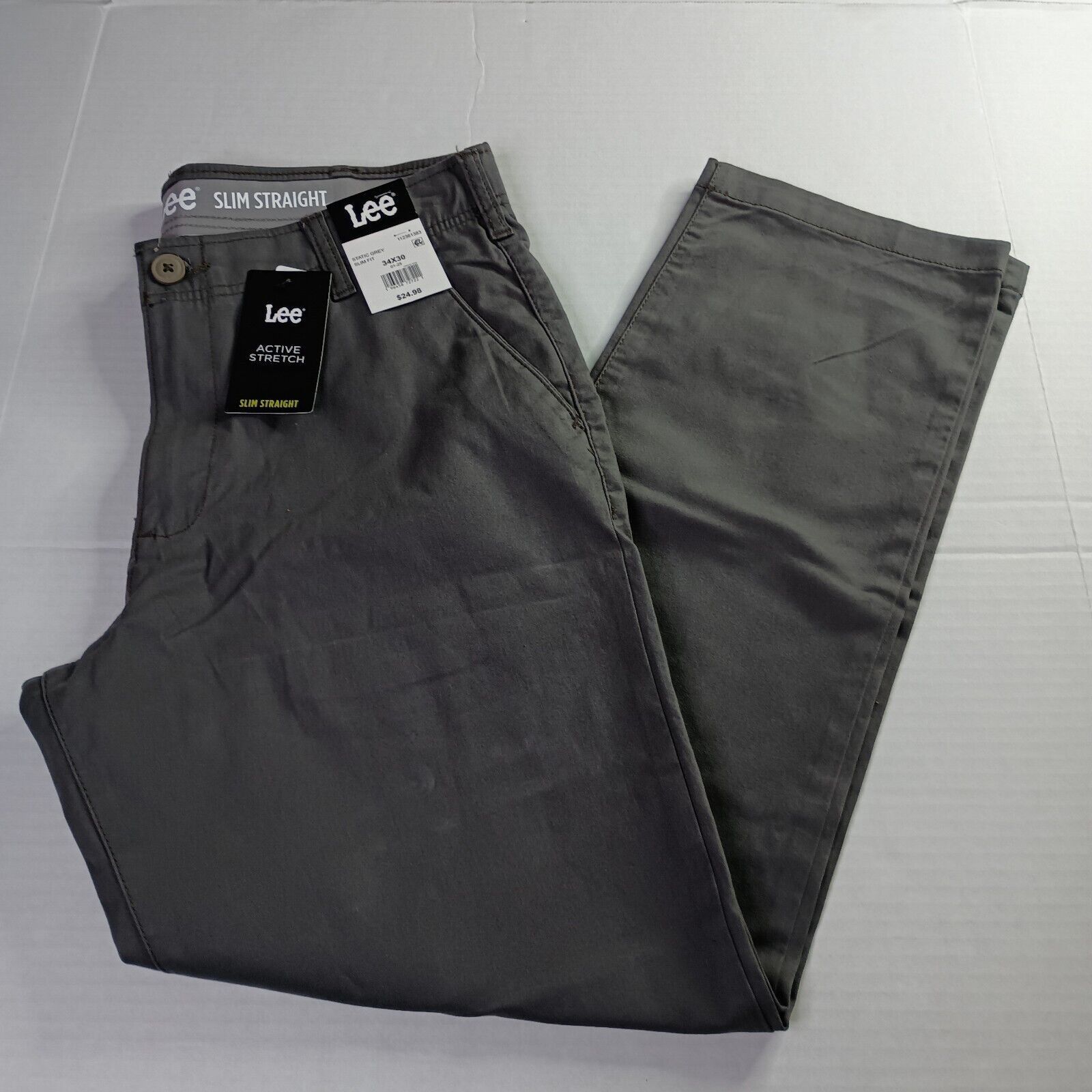 Lee Lee Chino Motion Flex Waistband Pants Men's 34x30 Gray Slim Size US 34 / EU 50 - 1 Thumbnail