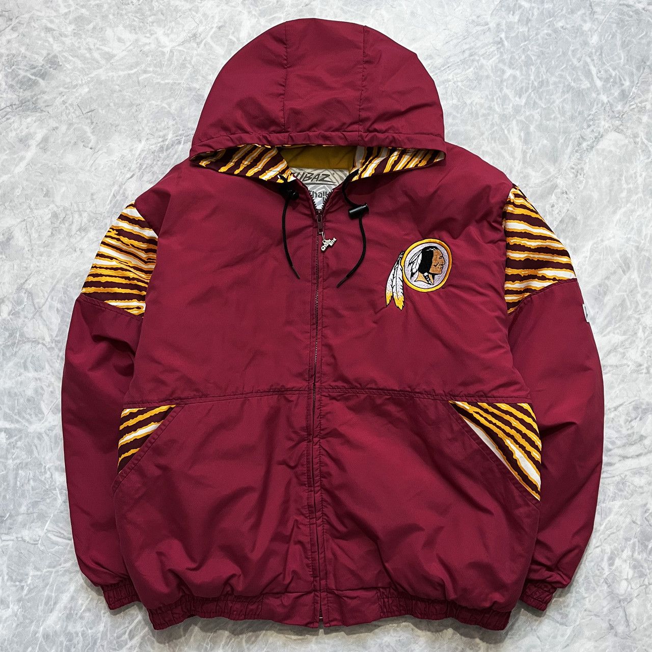 Chalk Line NFL Vintage VTG 90 s NFL WASHINGTON REDSKINS ZUBAZ QUILTED JACKET HOODIE Grailed