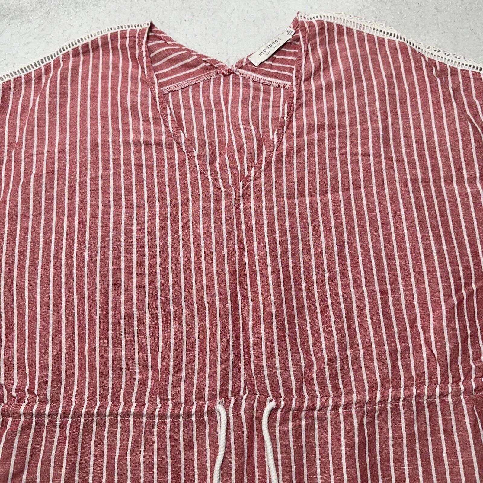 Other Mododoc Medium Linen Blend T Shirt Dress V-Neck Drawstring Size M / US 6-8 / IT 42-44 - 2 Thumbnail