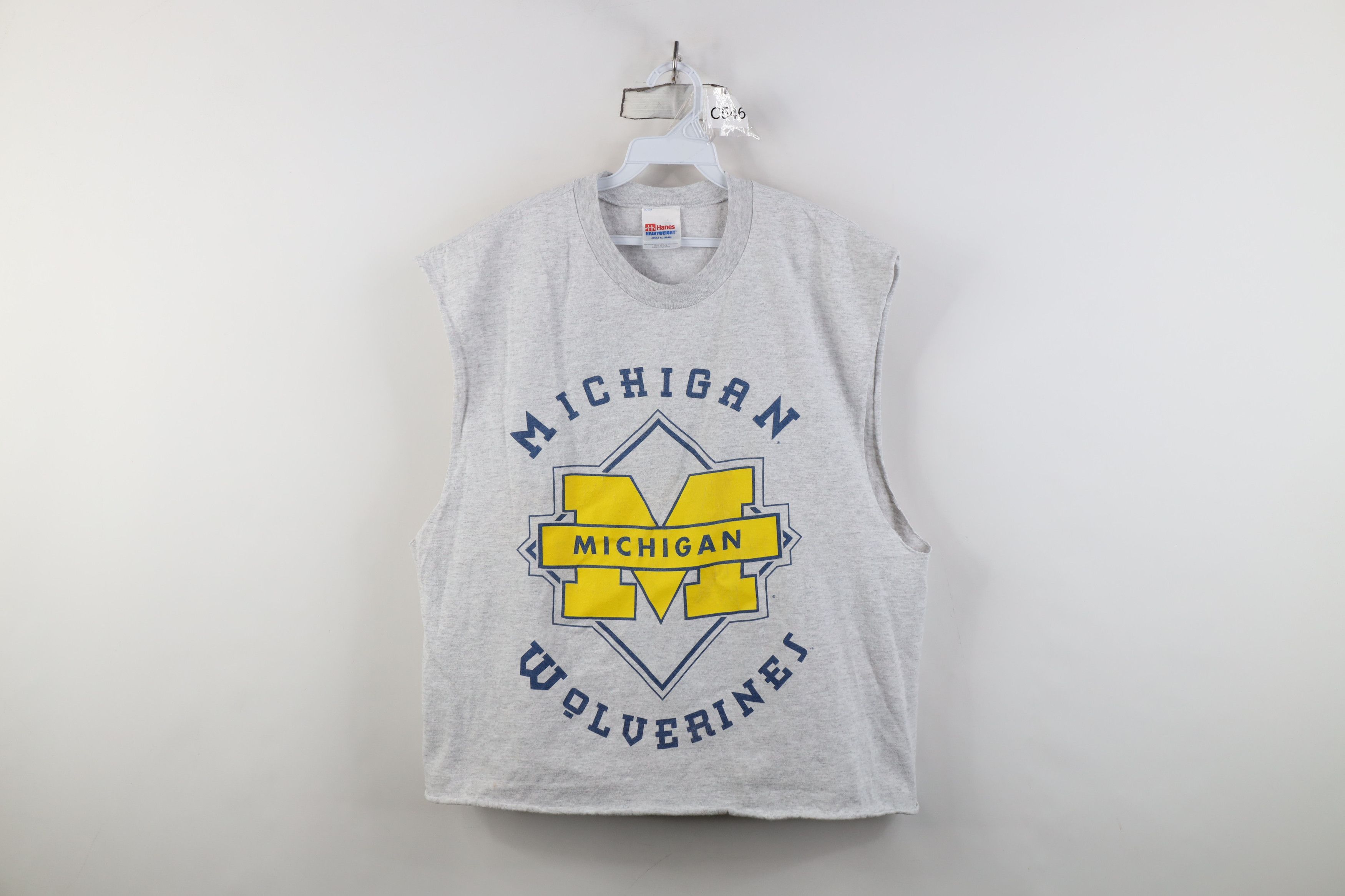 Vintage Vintage 90s Cropped University of Michigan T-Shirt Gray USA Size XL / US 12-14 / IT 48-50 - 1 Thumbnail