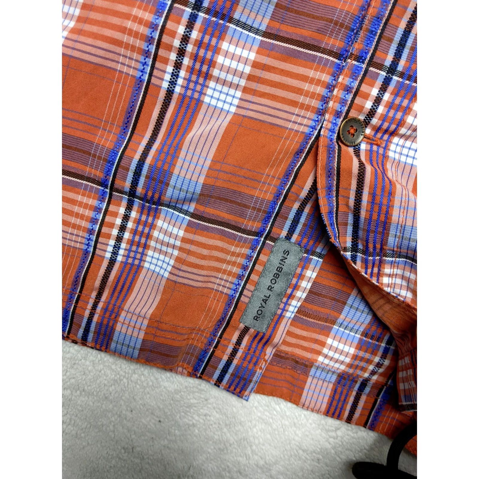 Royal Robbins Royal Robbins Shirt 2XL Orange Plaid Spread Camp Short Sleeve Metal Button Men Size US XXL / EU 58 / 5 - 3 Thumbnail