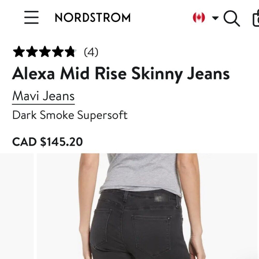 Mavi BNWT Mavi Alexa Dark Smoke Mid Rise Skinny Jeans 31 x 30 Size 31" - 3 Thumbnail
