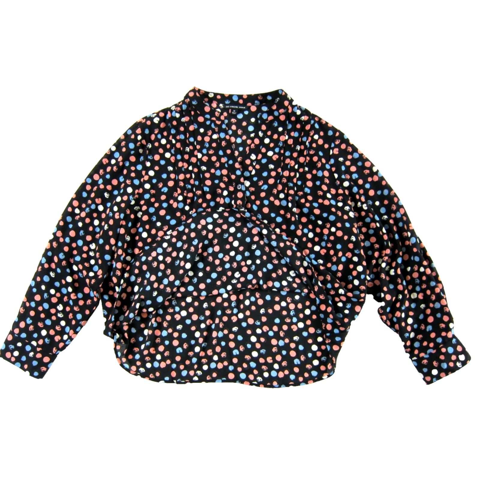 Vintage NWT Zac & Rachel Blouse Button Down Long Sleeve Polka Dot 2X Black Size XXL / US 16-18 / IT 52-54 - 5 Thumbnail