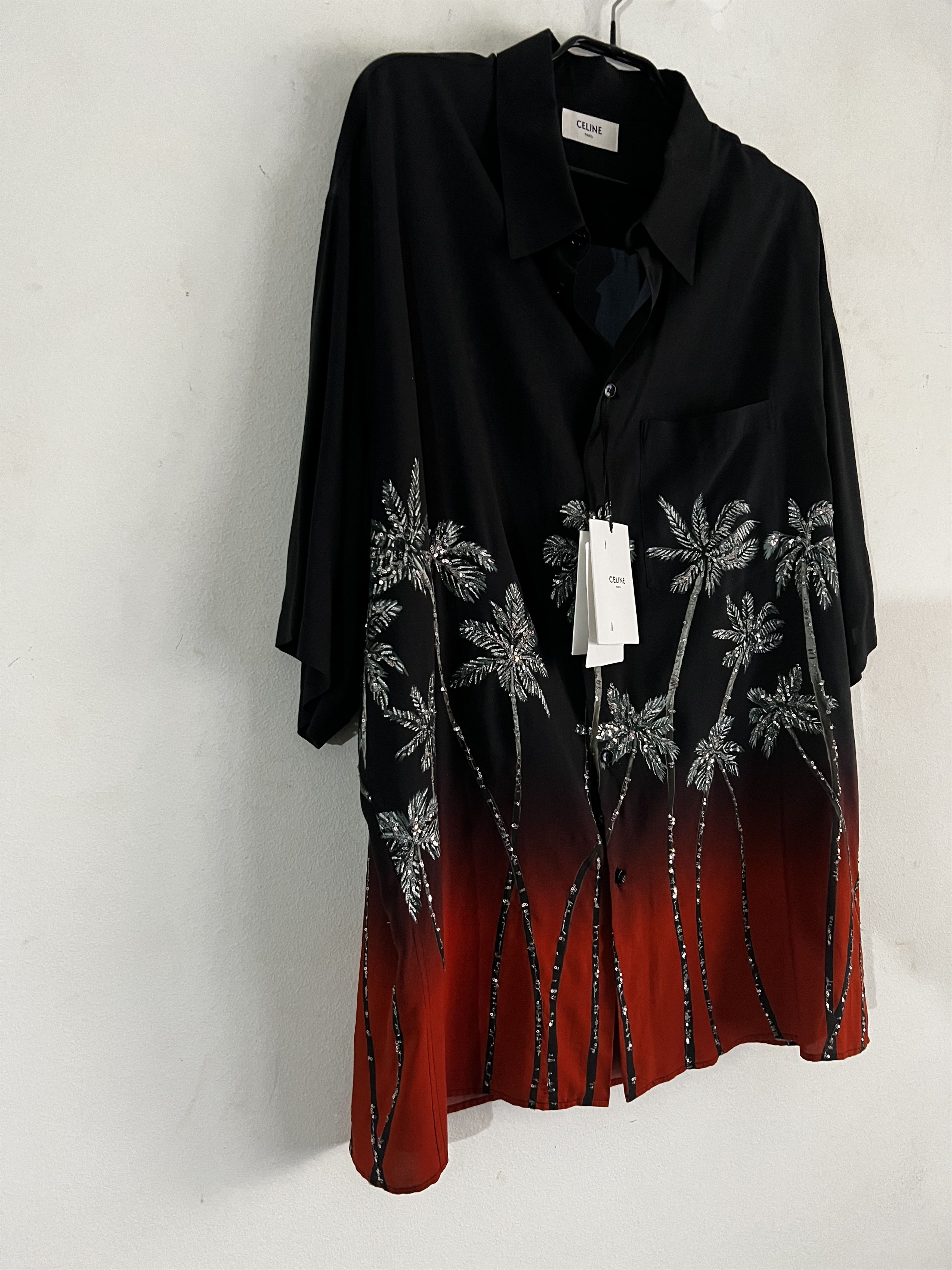 Celine × Hedi Slimane Palm Embroidered Short Sleeved Shirt Size US M / EU 48-50 / 2 - 2 Thumbnail