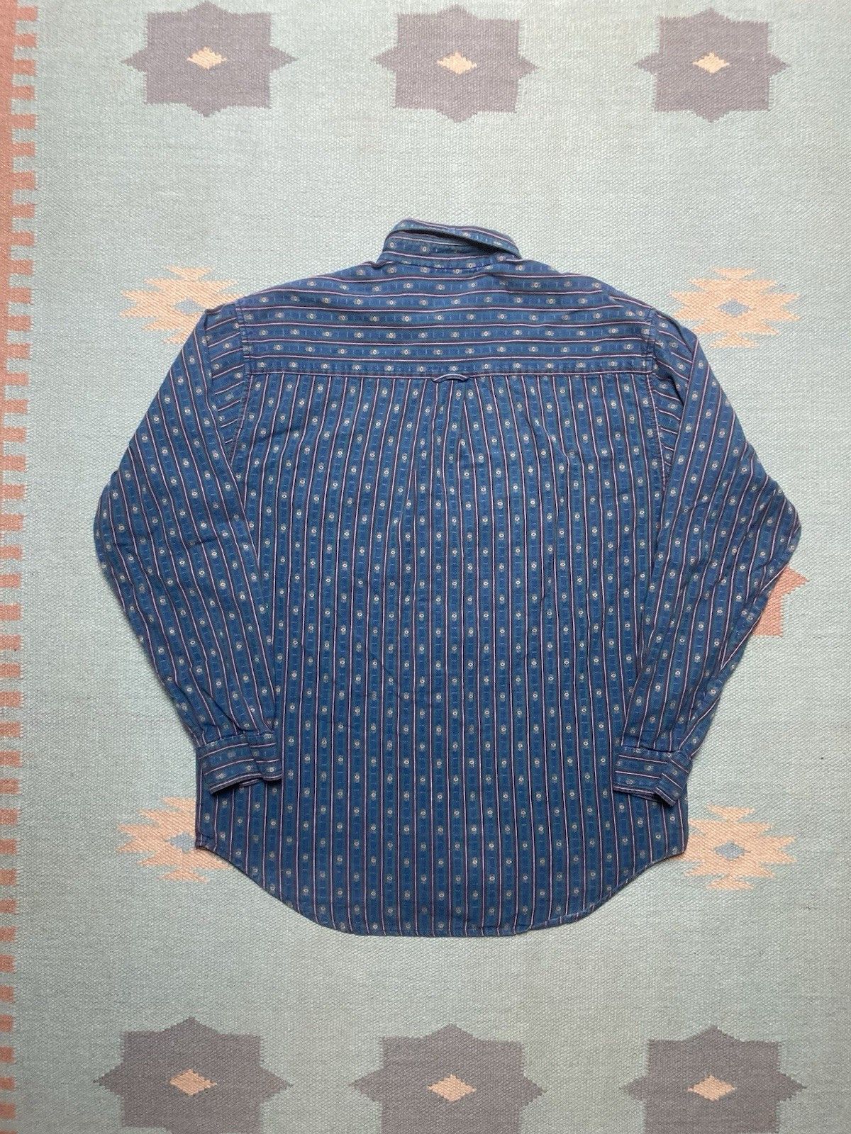 Vintage Vintage 80s button shirt aztec striped blue cotton medium Size US M / EU 48-50 / 2 - 5 Thumbnail