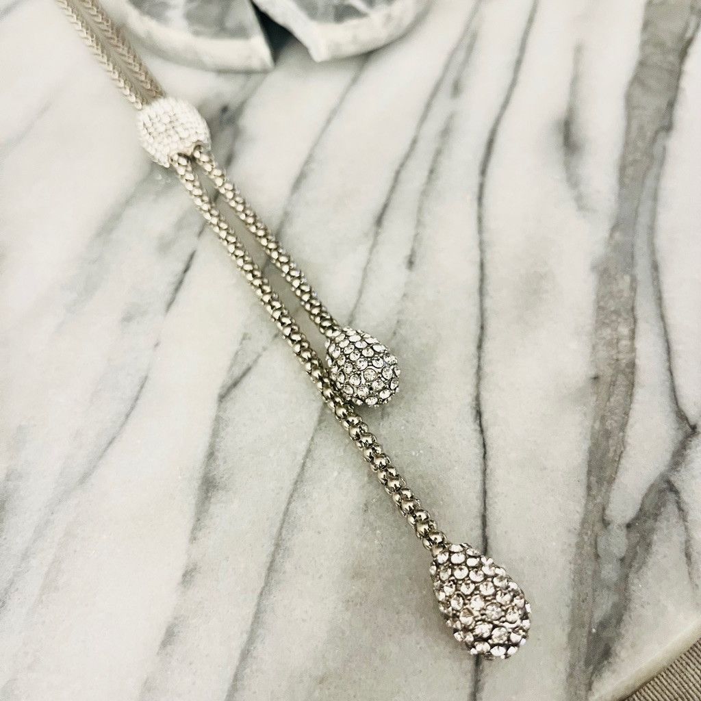 Chicos Chico's Pave Crystal Necklace Silver Size ONE SIZE - 6 Thumbnail