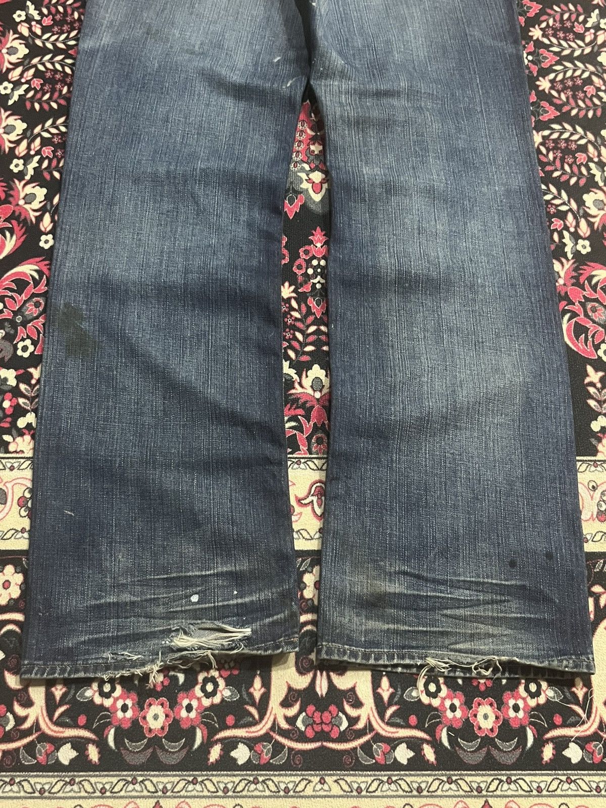 Gap × Yeezy Gap Blue Washed Paint Splattered Distressed Straight Jeans Size US 34 / EU 50 - 12 Thumbnail
